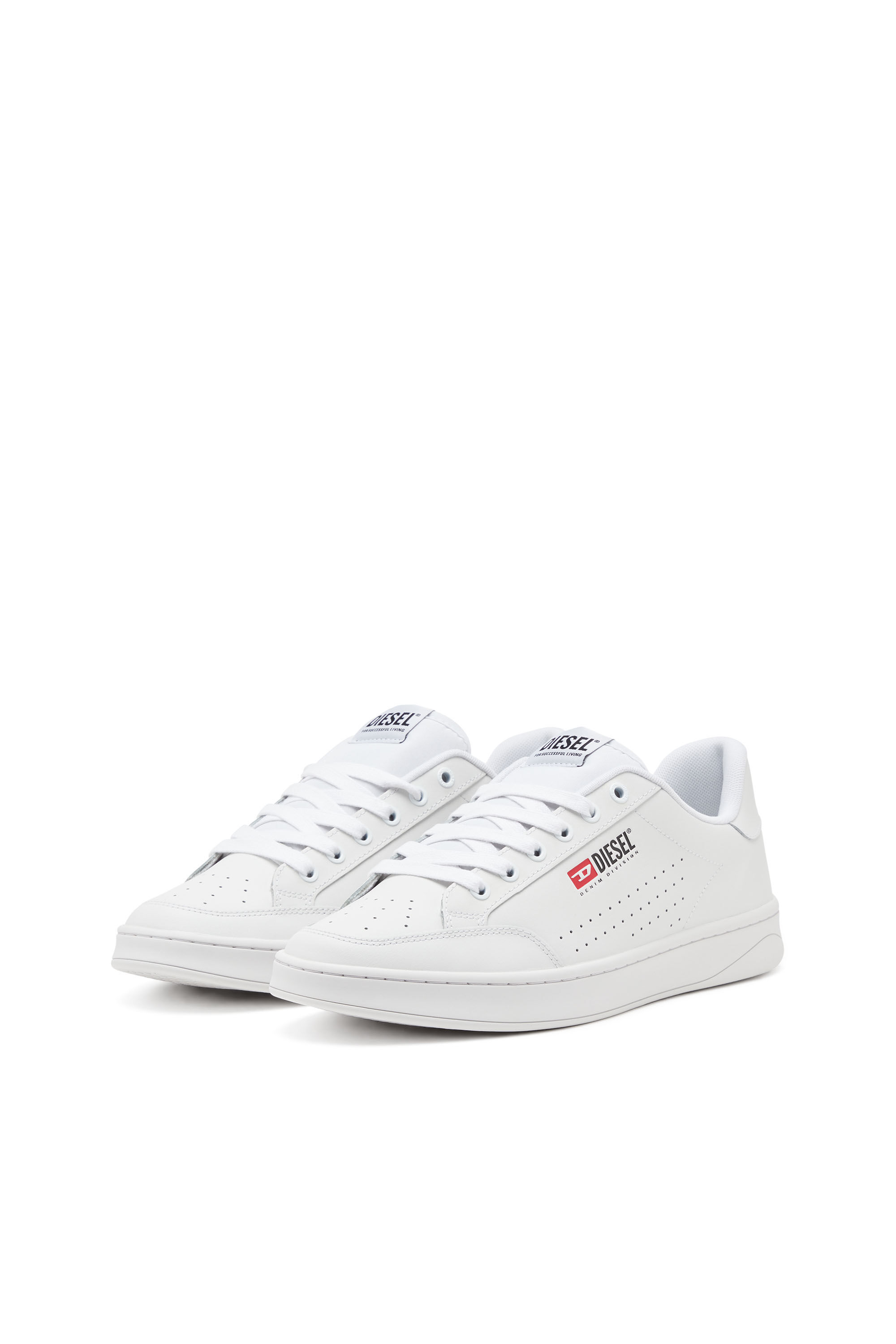 Diesel - S-ATHENE VTG, Male's S-Athene-Low-top sneakers in leather and nylon in White - 8