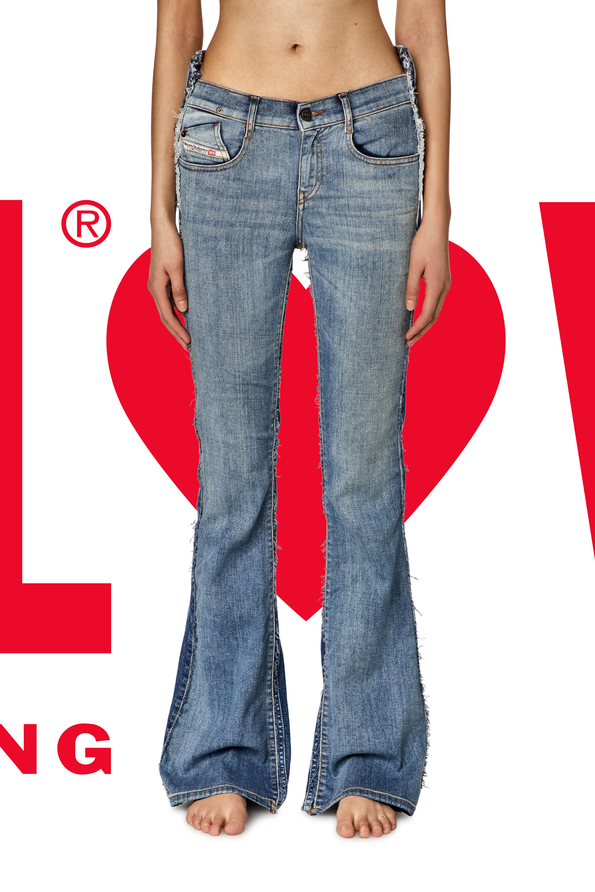 Diesel - Bootcut Jeans Dieseloves 01 09K46 Femme, Bleu moyen - Image 4