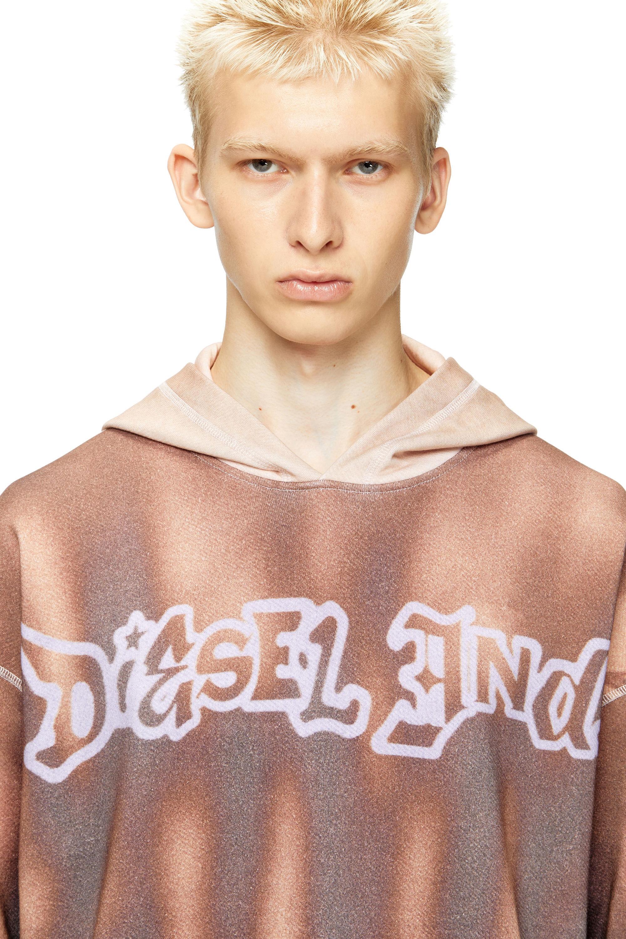 Diesel - S-BOXT-HOOD-SHOW, Male's Hoodie with graffiti print in Brown - 5