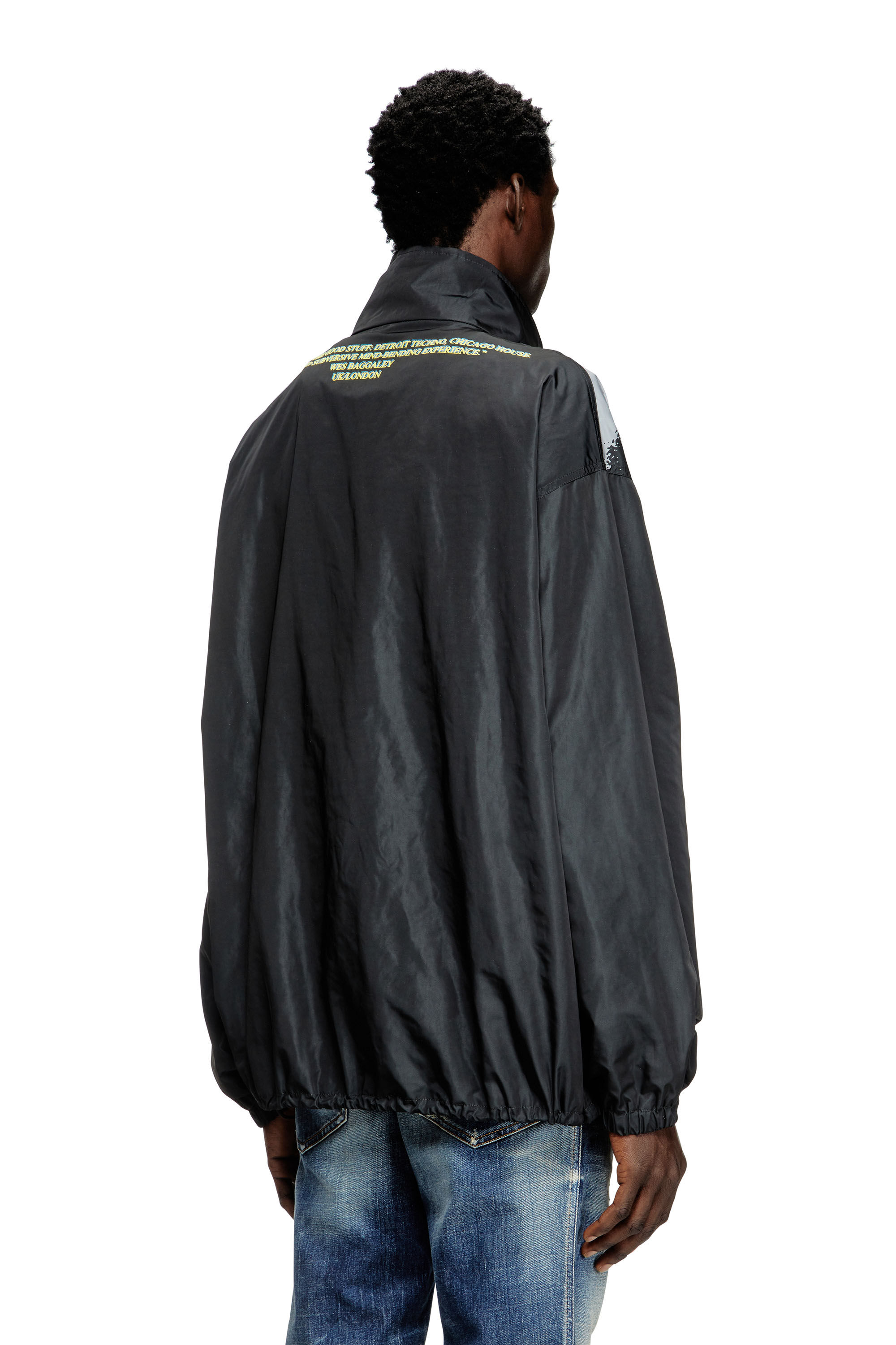 Women's Tech-jersey jacket with lyrics print | Black | Diesel