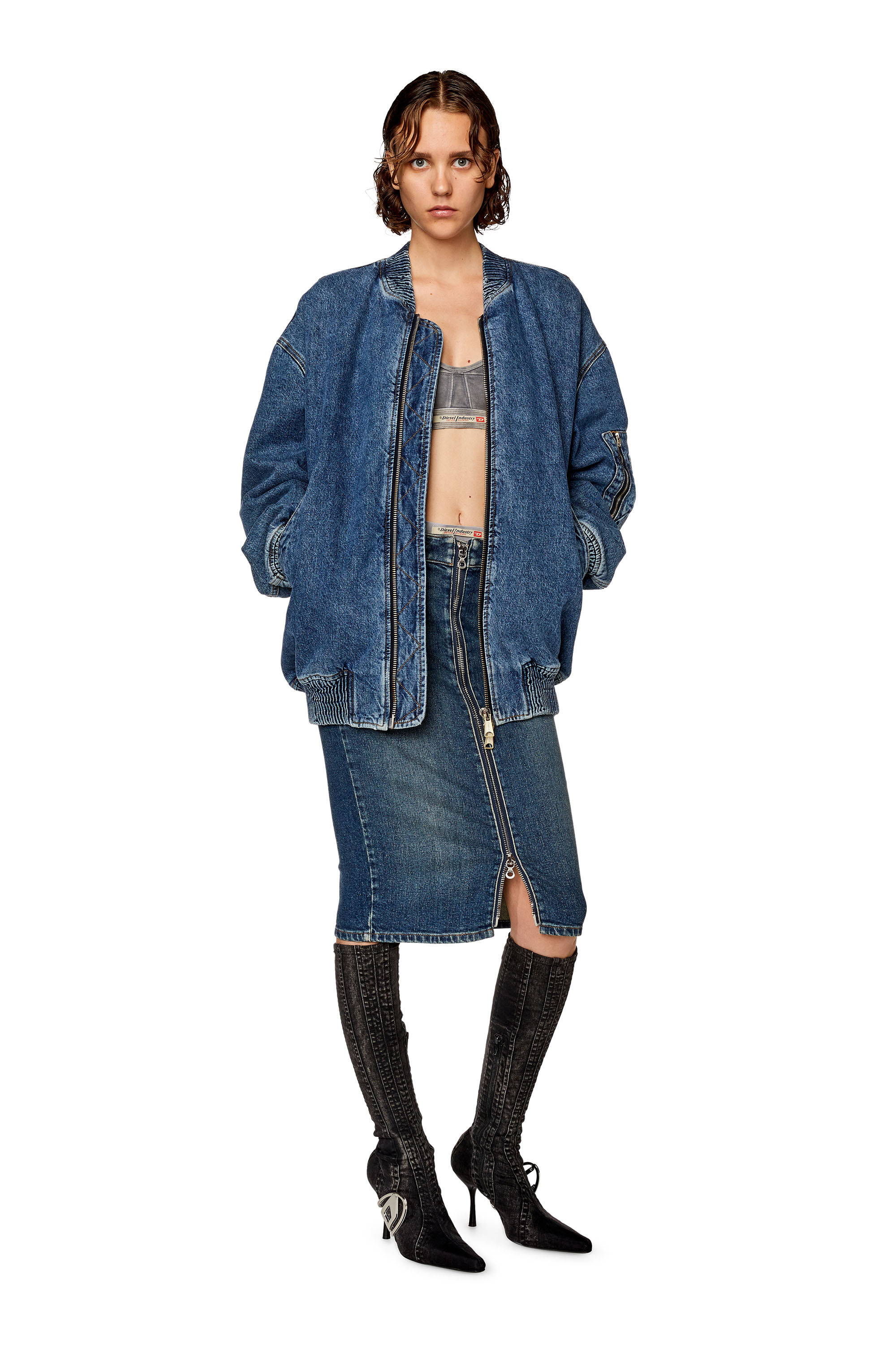 なりこ　W 3STP DRP SKRT Double Face Stretch Wool Slit Skirt | Michael Kors [ID]