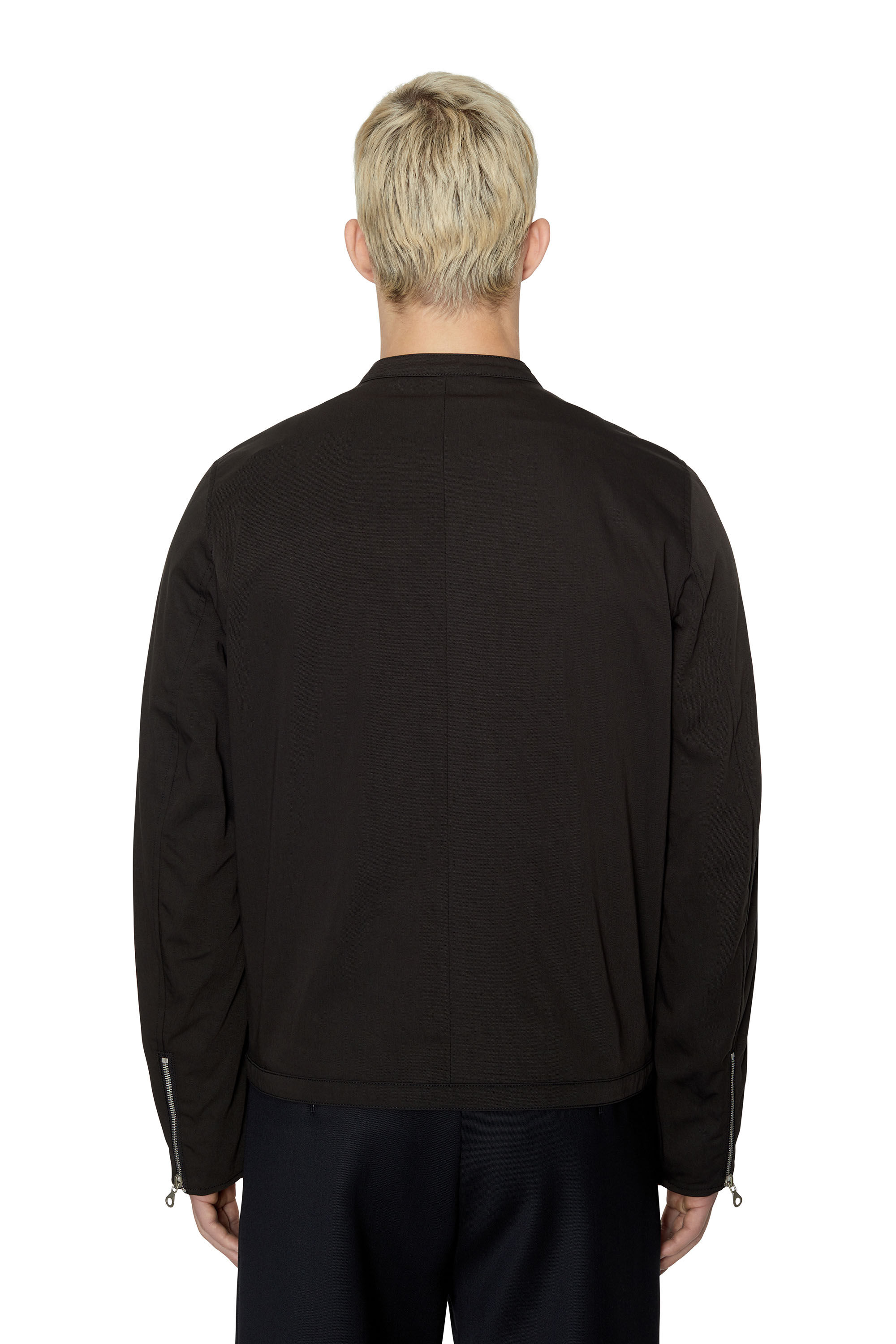Diesel - J-GLORY-NW, Male's Biker jacket in cotton-touch nylon in Black - 5