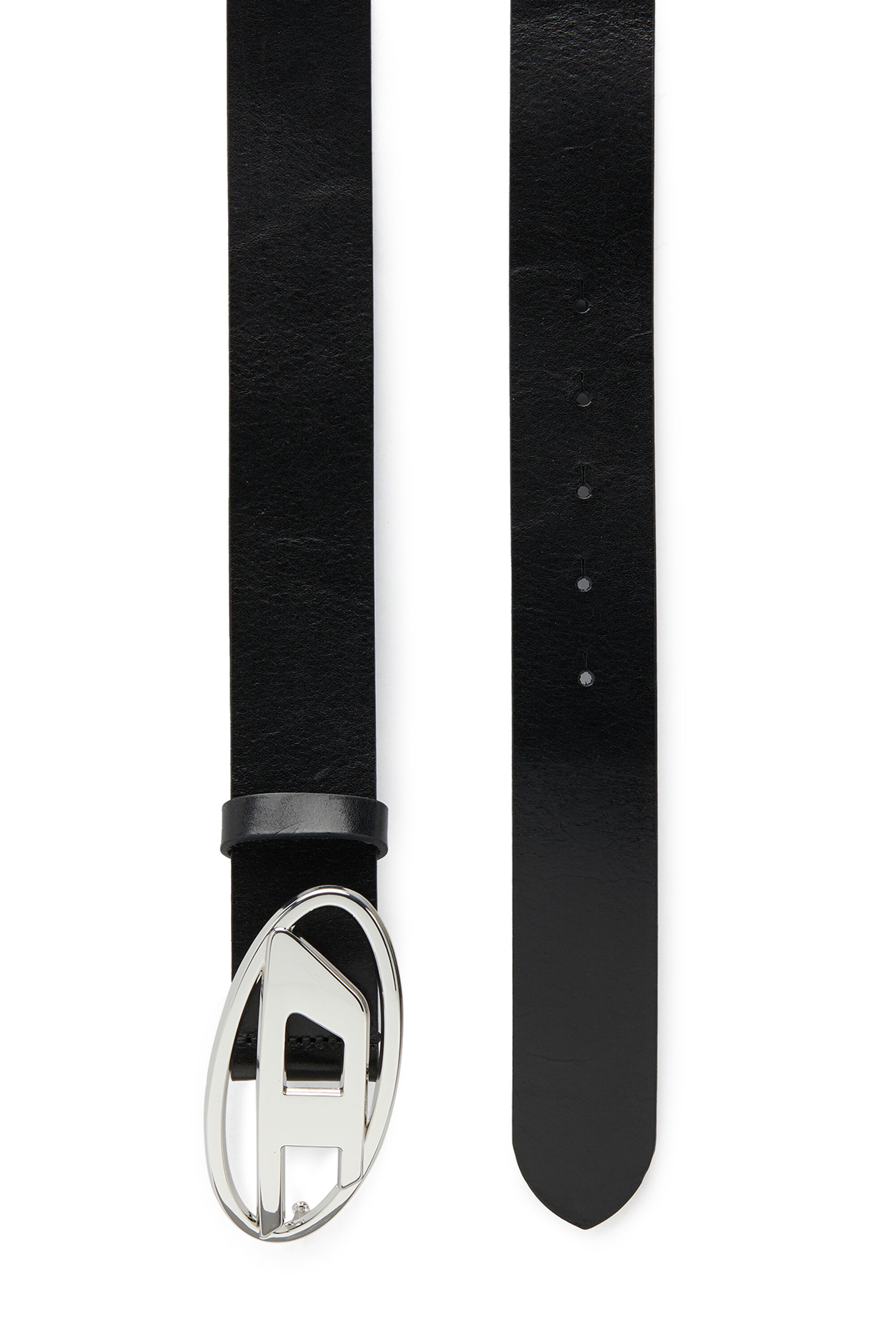 ベルト DIESEL Silver leather belt B-1DR: Leather Belt with silver D logo buckle | Diesel
