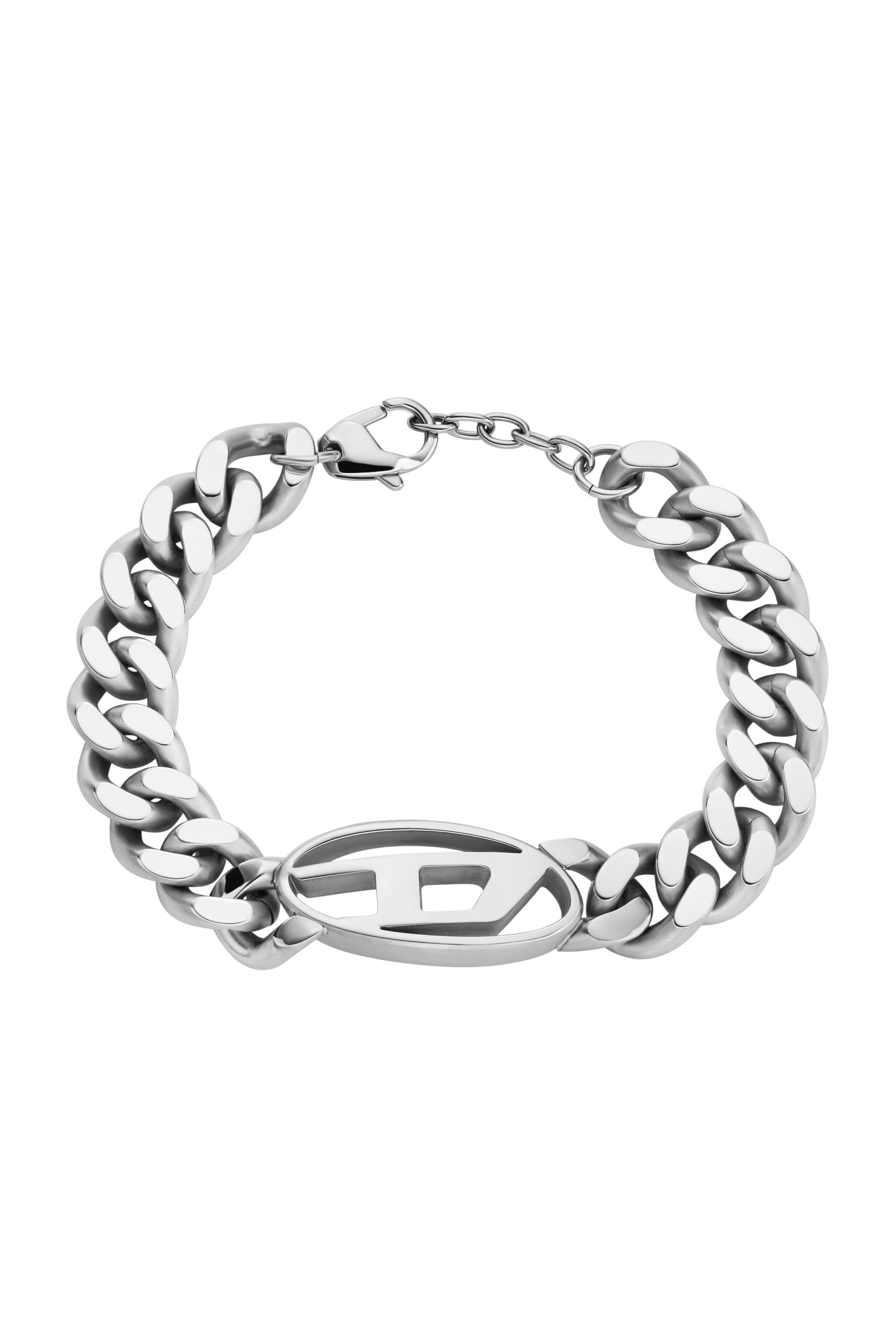 Men's Oval D Logo Chain Bracelet | Silver | Diesel Men's Oval D Logo Chain Bracelet | Silver | Diesel
