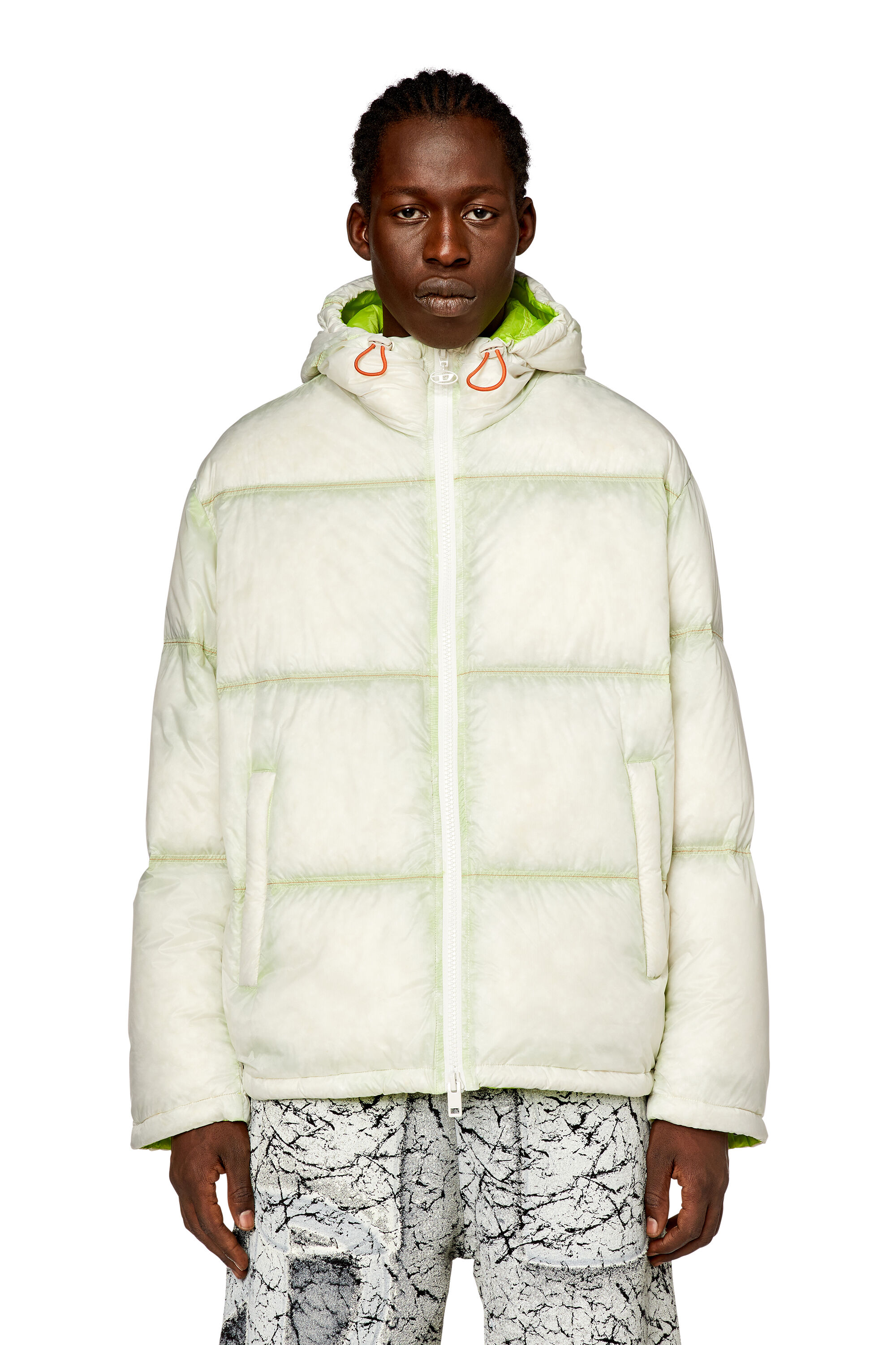 Diesel - W-BASKIN, Doudoune à capuche en tissu ripstop transparent Homme in Polychrome - 6