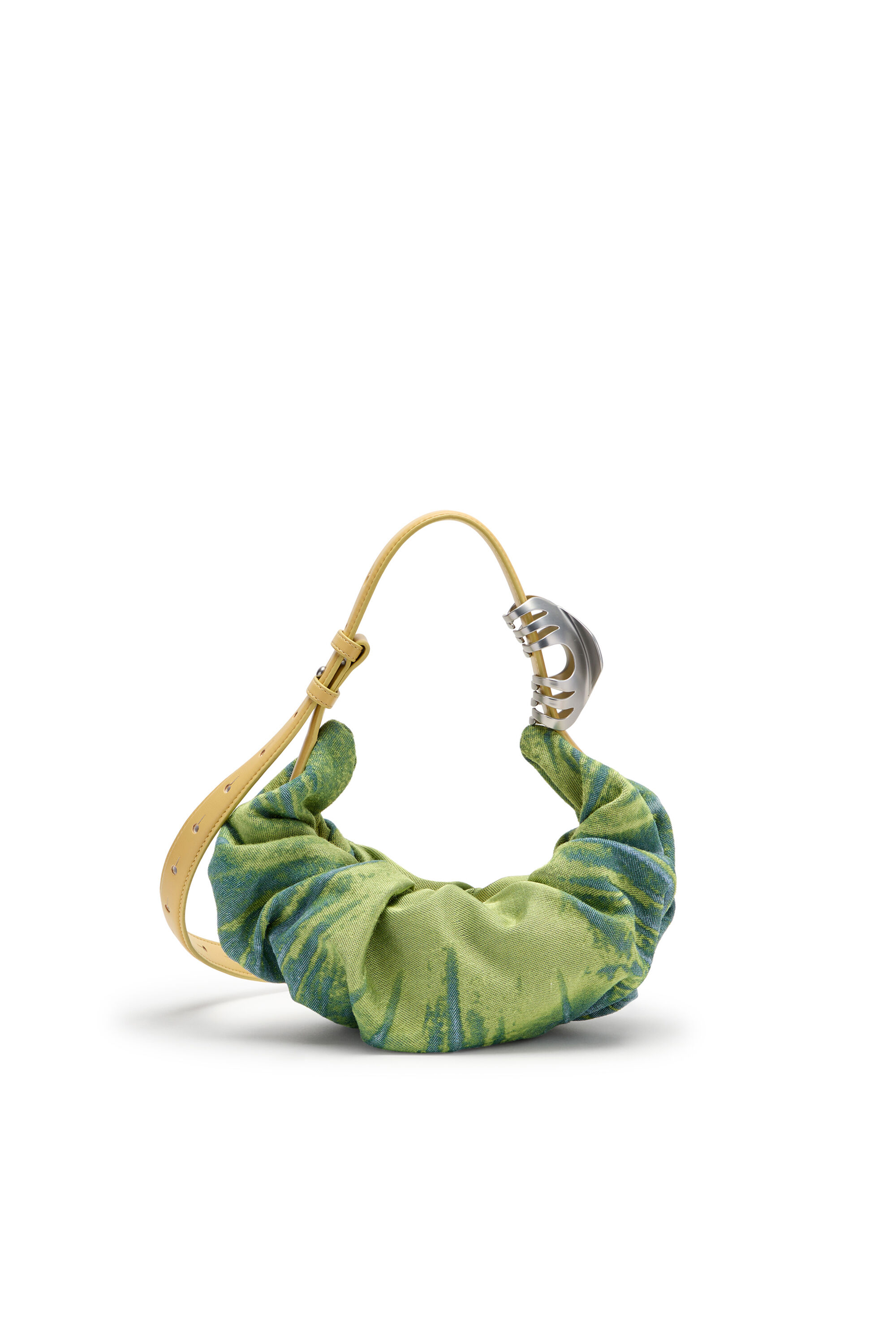 Women's Grab-D-Small scrunched hobo bag in satin denim | Green