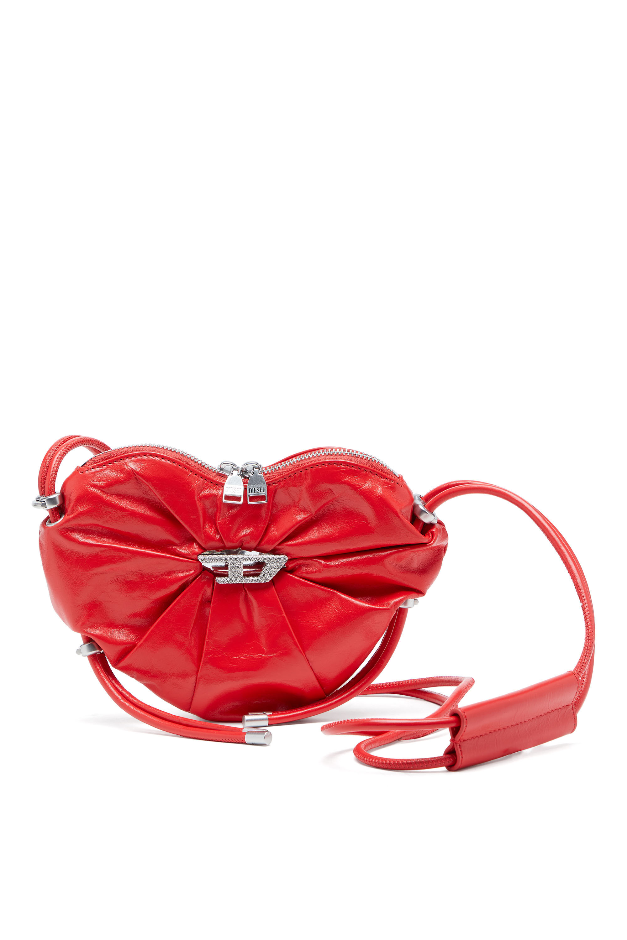 Diesel - SCRUNCH-D HEART, Female's Scrunch-D-Heart shoulder bag in scrunched leather in Red - 1