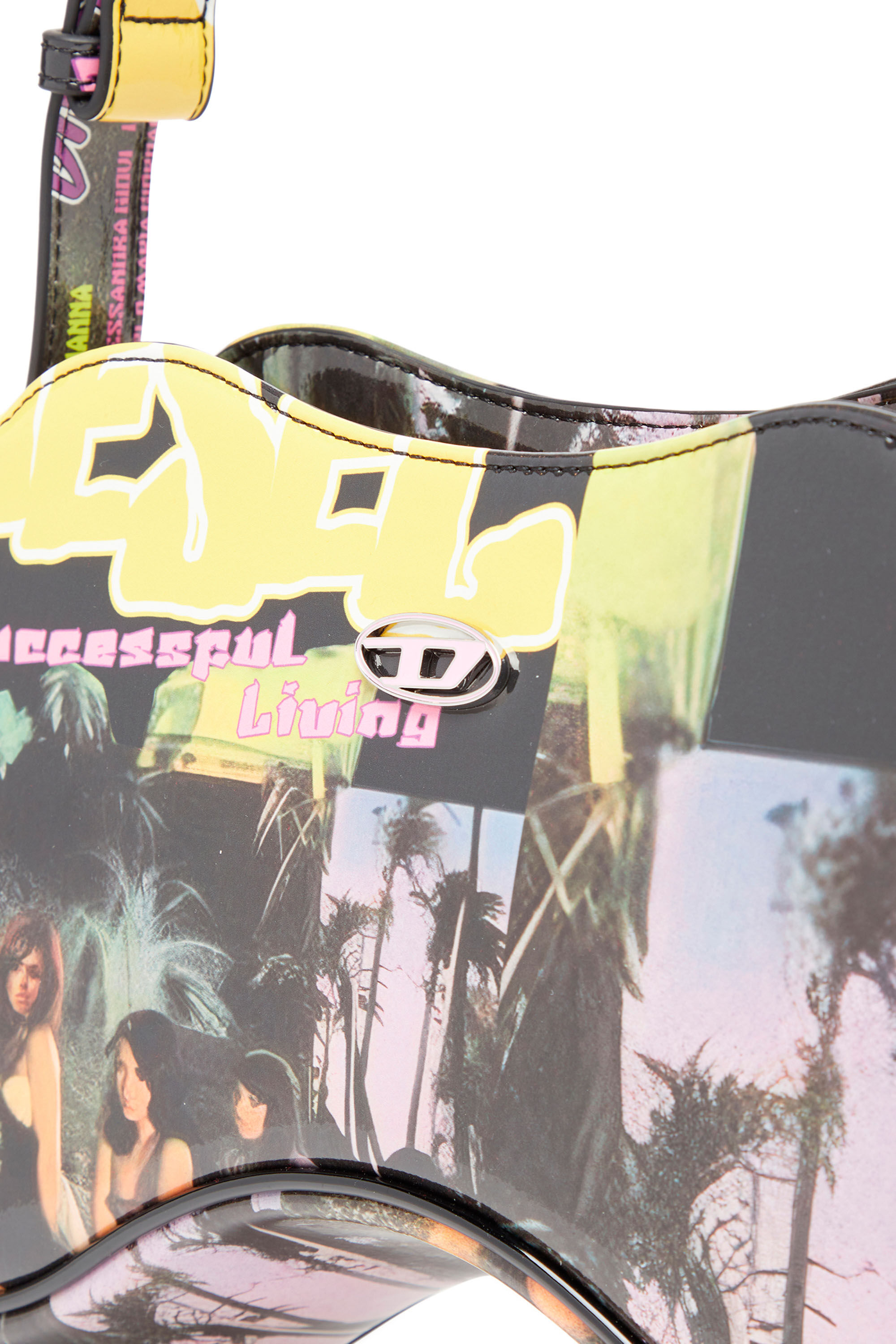 Diesel - PLAY SHOULDER, Female's Play-Shoulder bag in printed glossy PU in Multicolor - 5