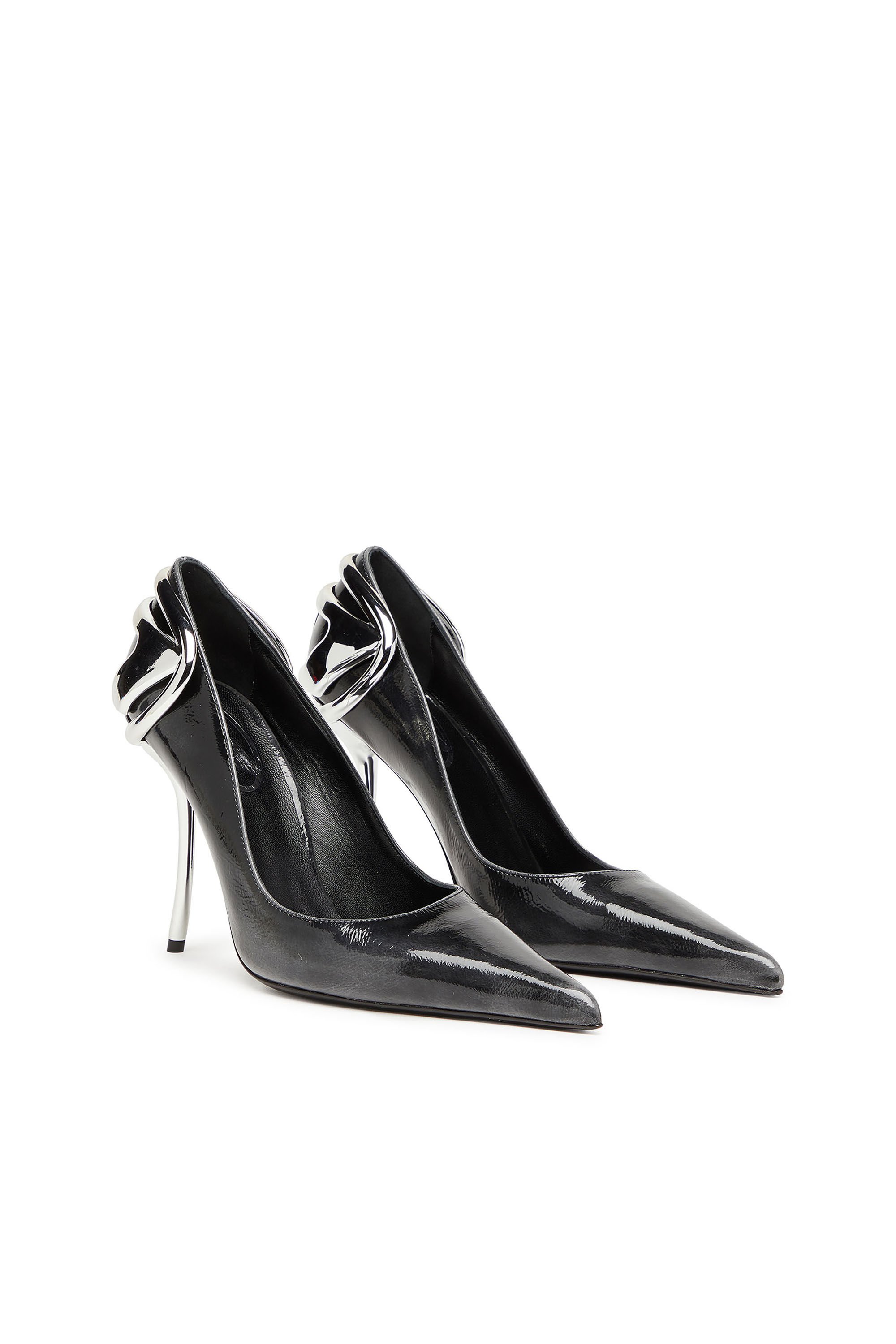 Women's D-Ten&Half-Pumps in patent pull-up leather | Black