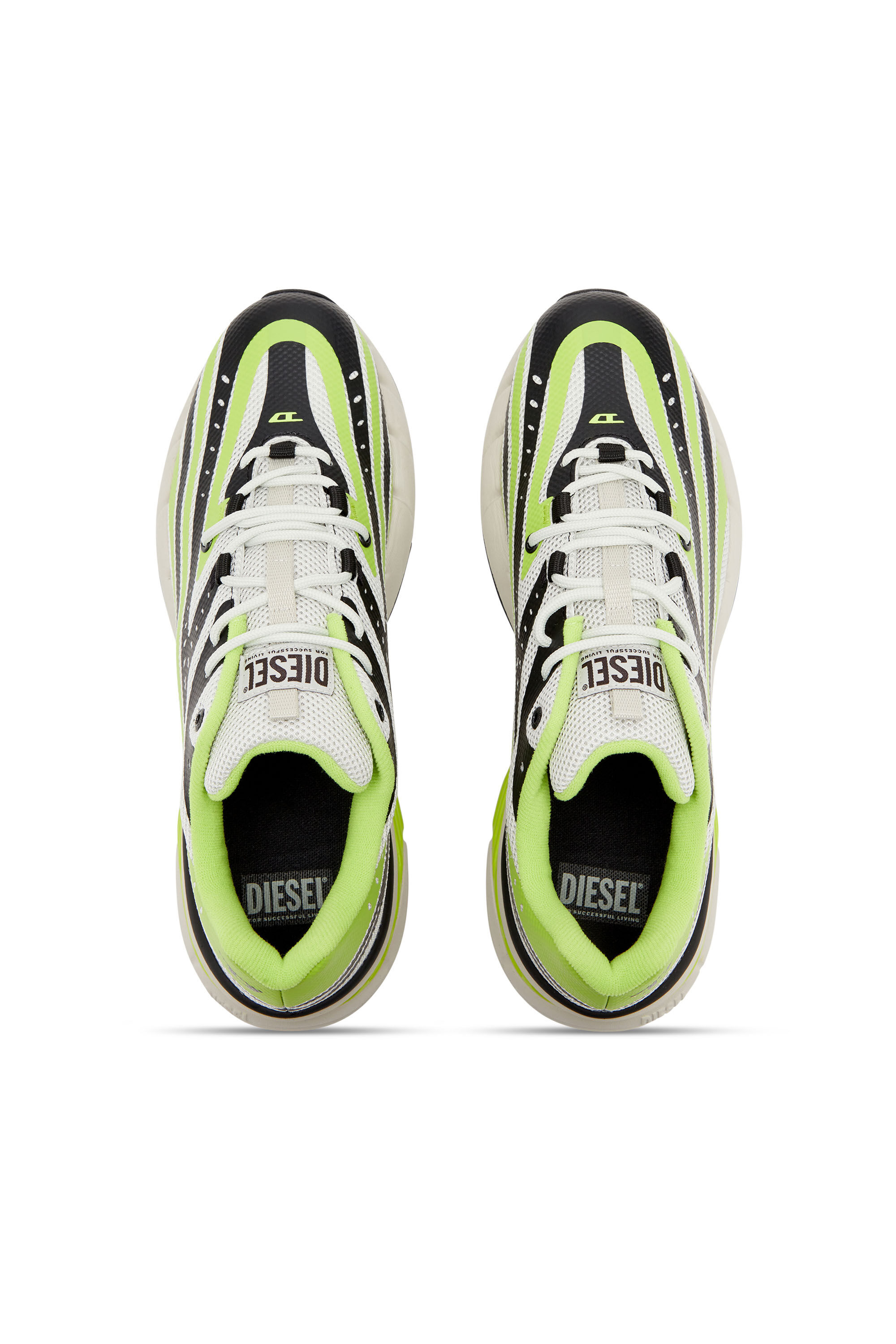 Diesel - D-AIRSPEED LOW, Male's D-Airspeed Low-Striped sneakers in coated mesh in Yellow/Black - 4