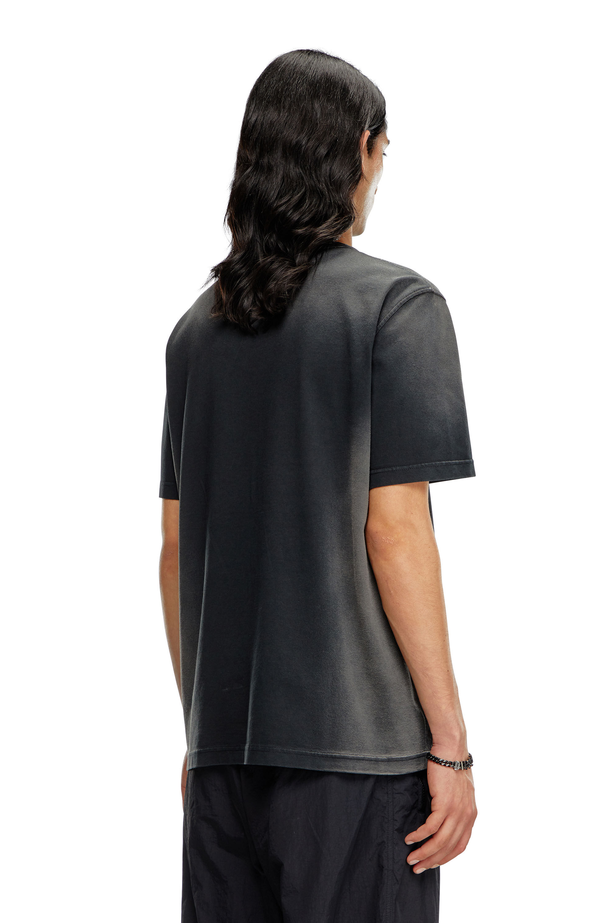 Diesel - T-ADJUST-Q8, Man's Faded T-shirt with cut-out Oval D logo in Black - 4