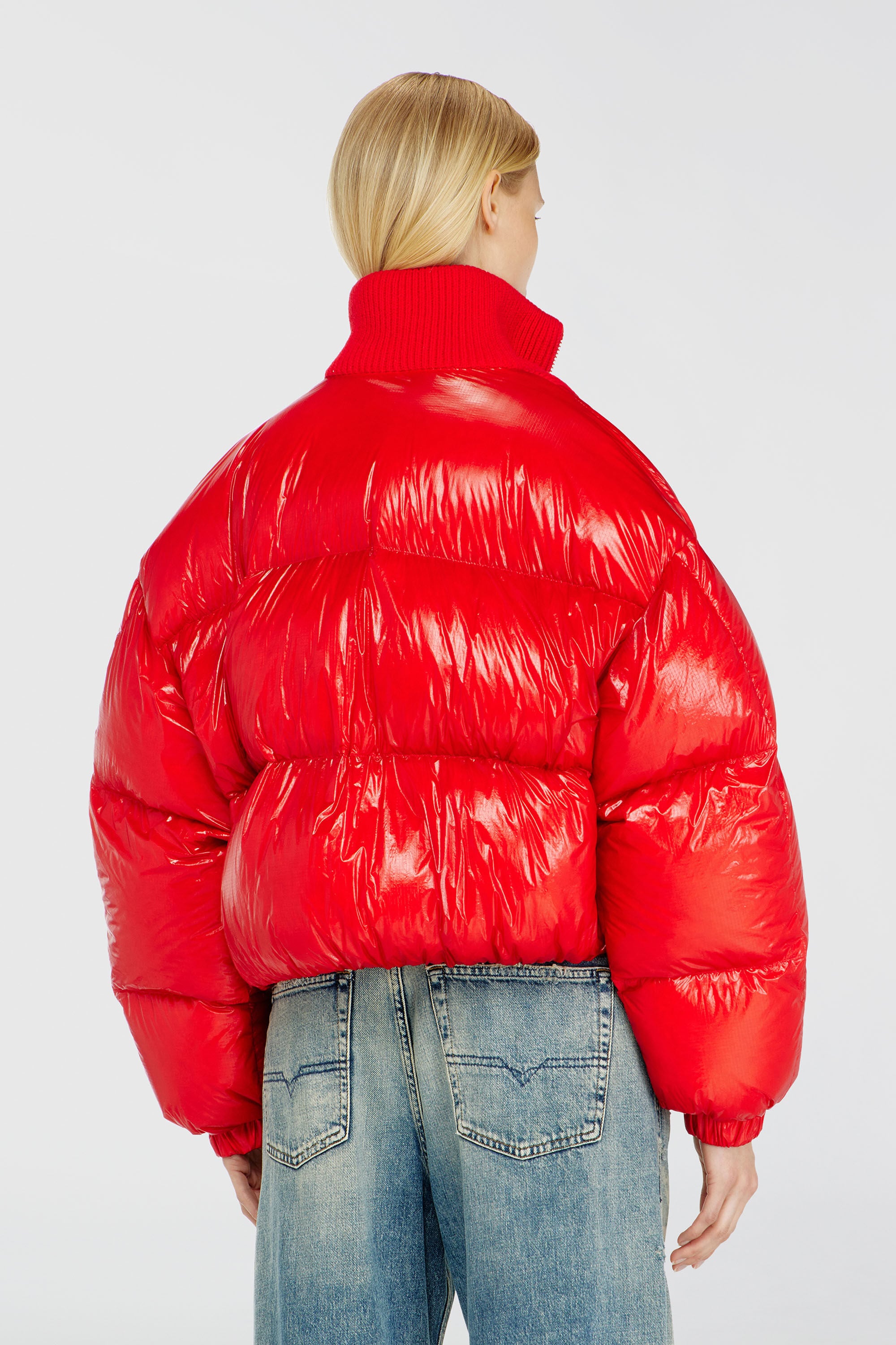 Diesel - W-ARRIOR, Doudoune en ripstop avec col en maille Femme in Rouge - 5