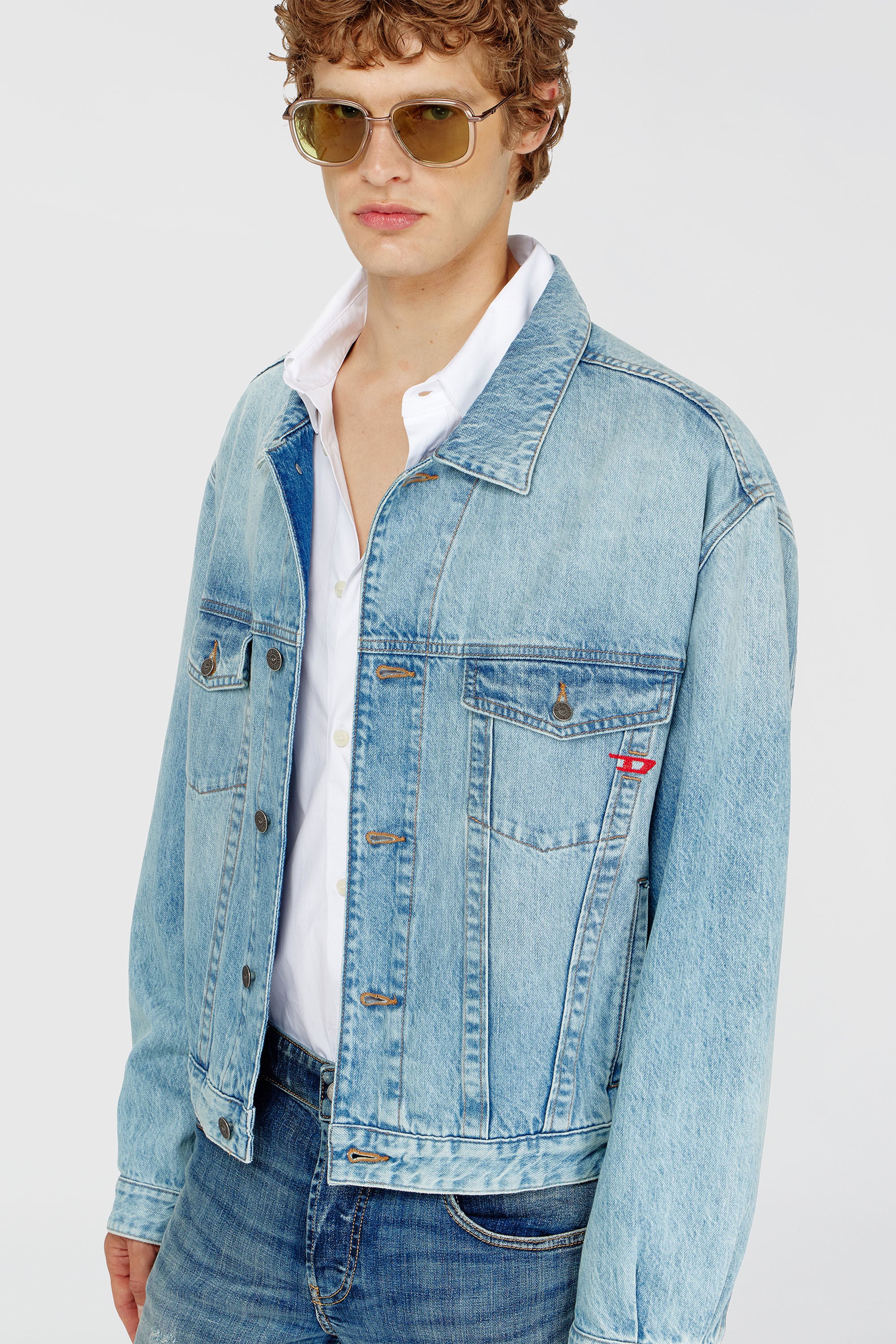 Diesel - D-RANGER, Unisex's Trucker jacket in denim in Light Blue - 4