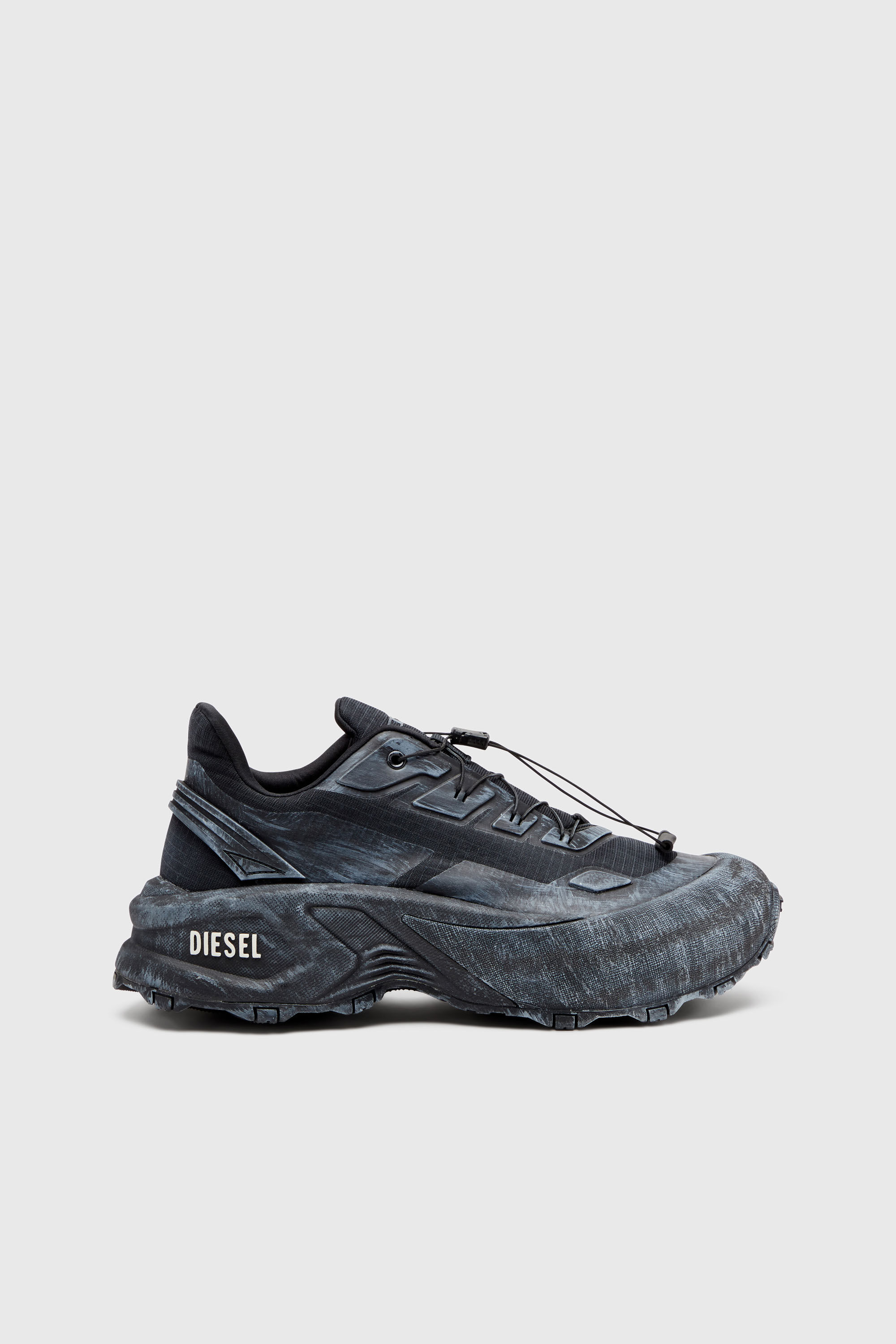 靴 25ss diesel d-cage runner Men's D-Cage-Distressed chunky sneakers in ripstop | Black | Diesel US