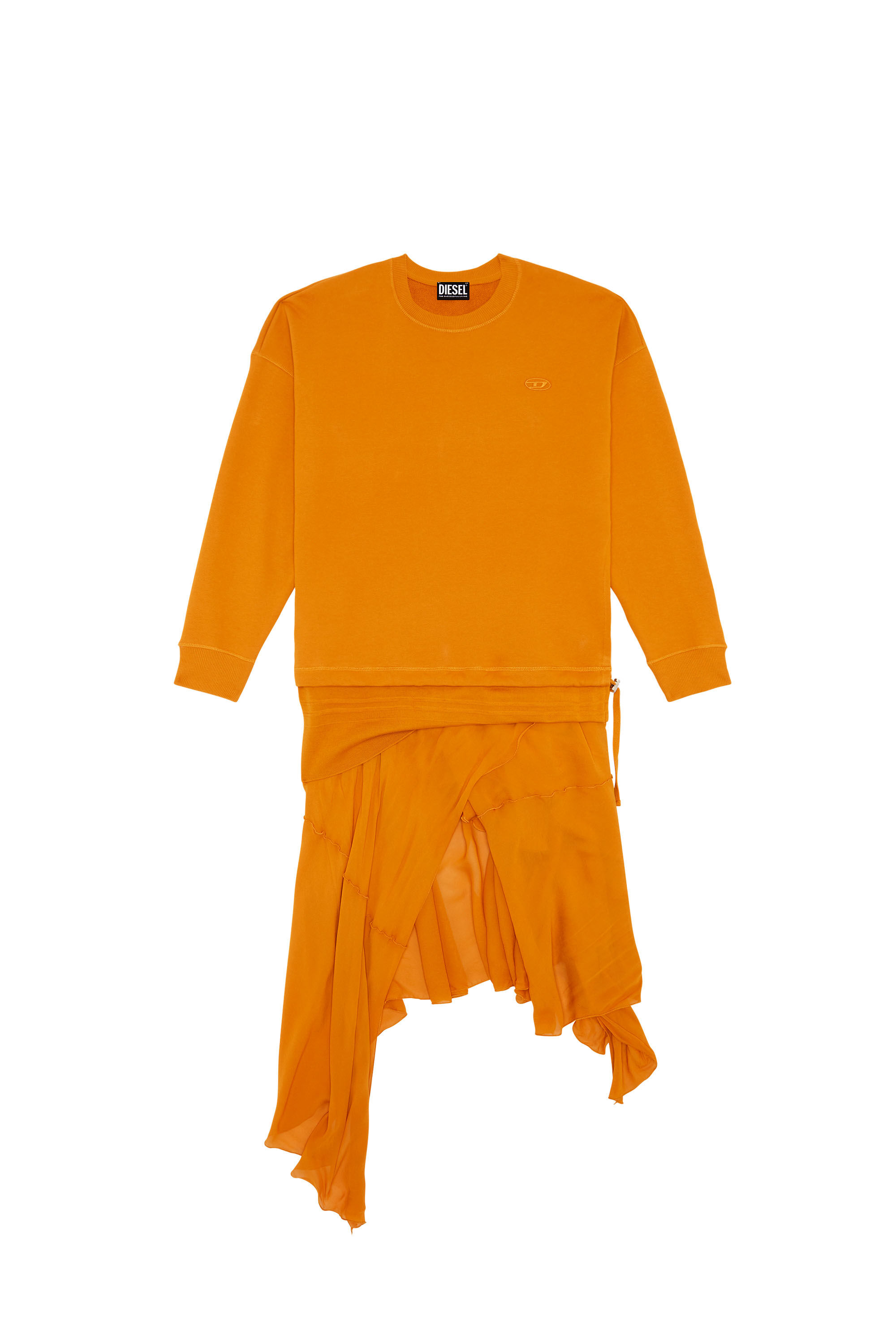 D-ROLLIE Woman: Chiffon-trimmed sweatshirt dress | Diesel