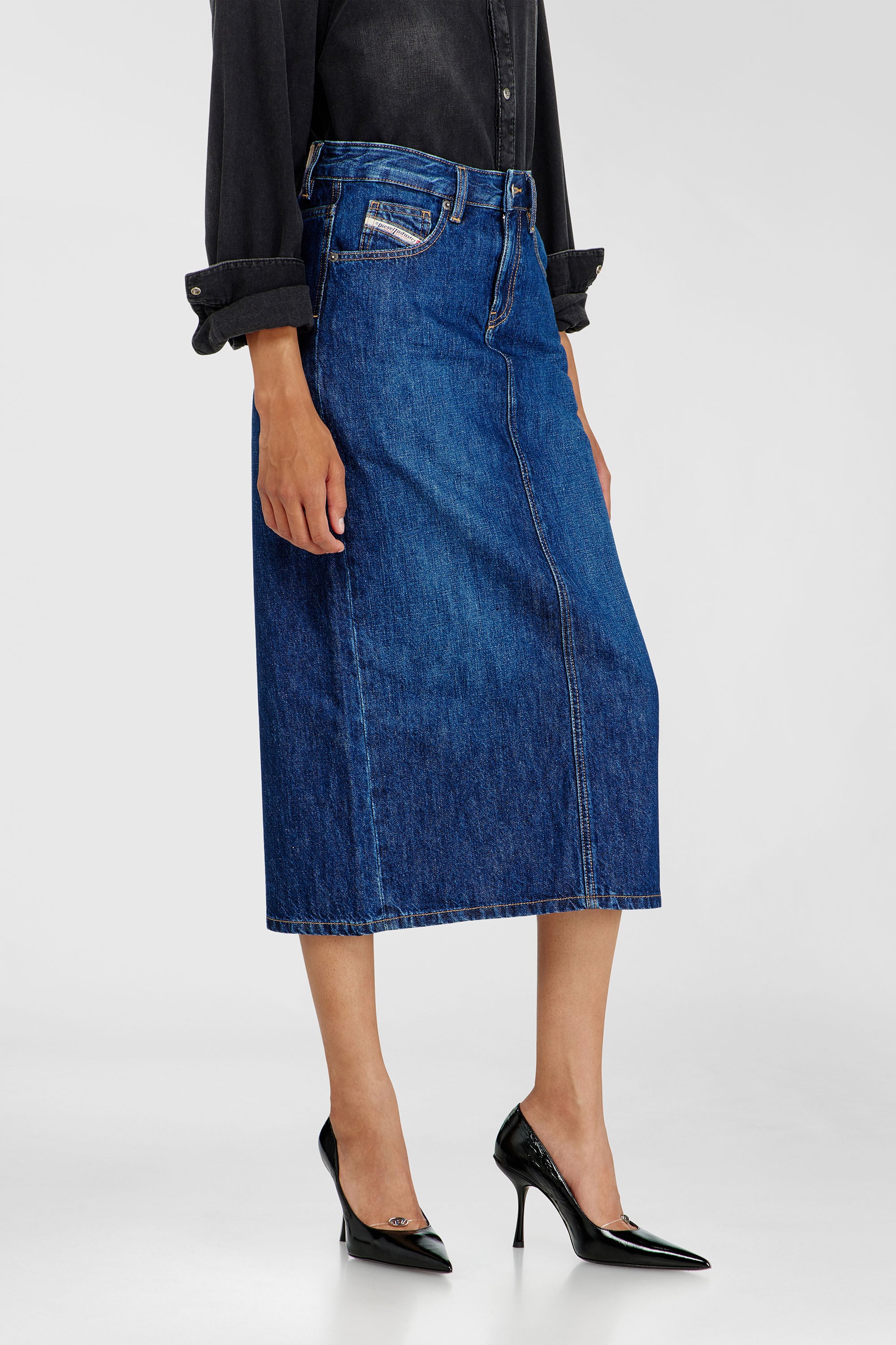 Diesel - DE-SKYE-D, Falda vaquera midi Mujer in Azul marino - 5