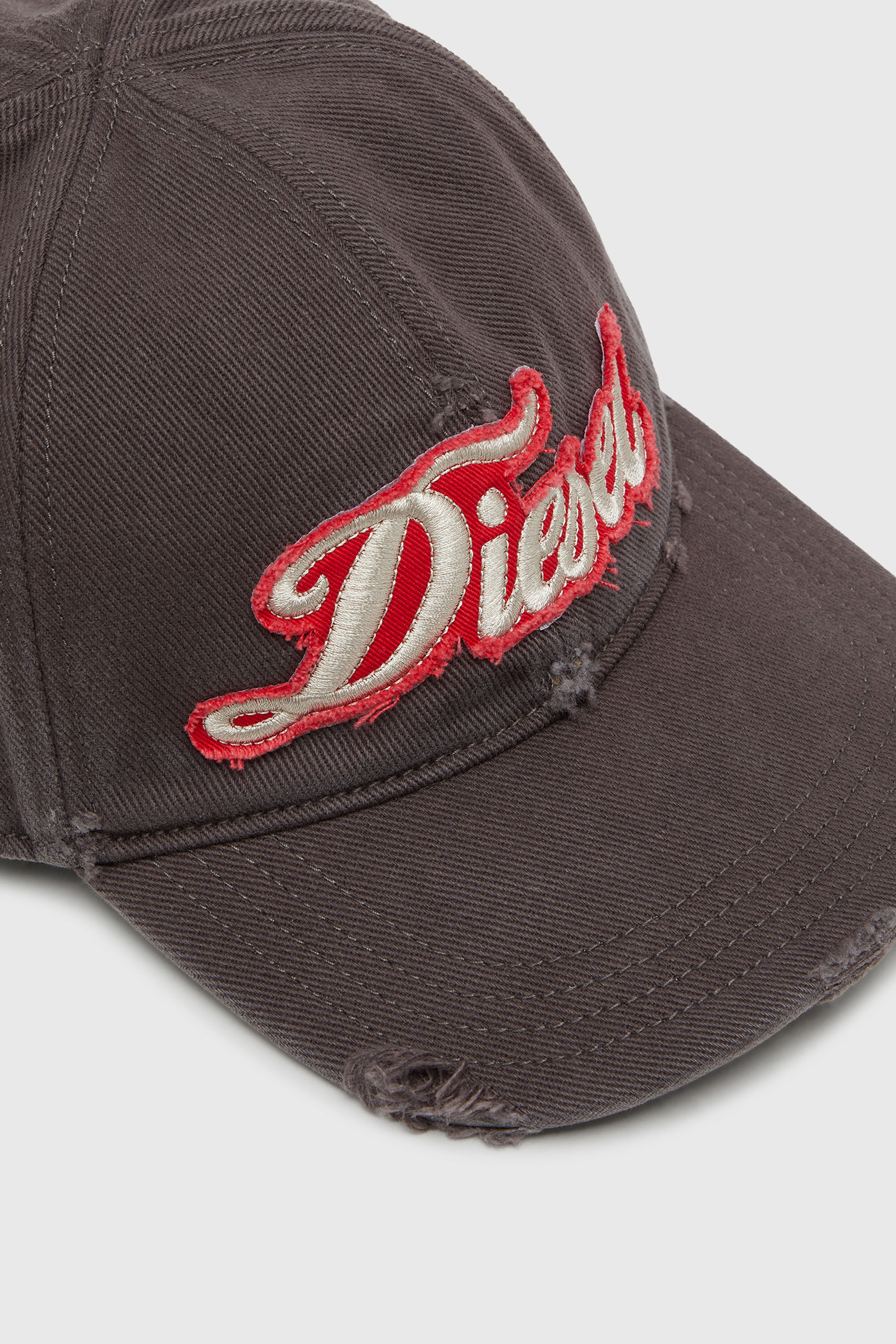 Men's Distressed baseball cap with embroidered patch | Grey