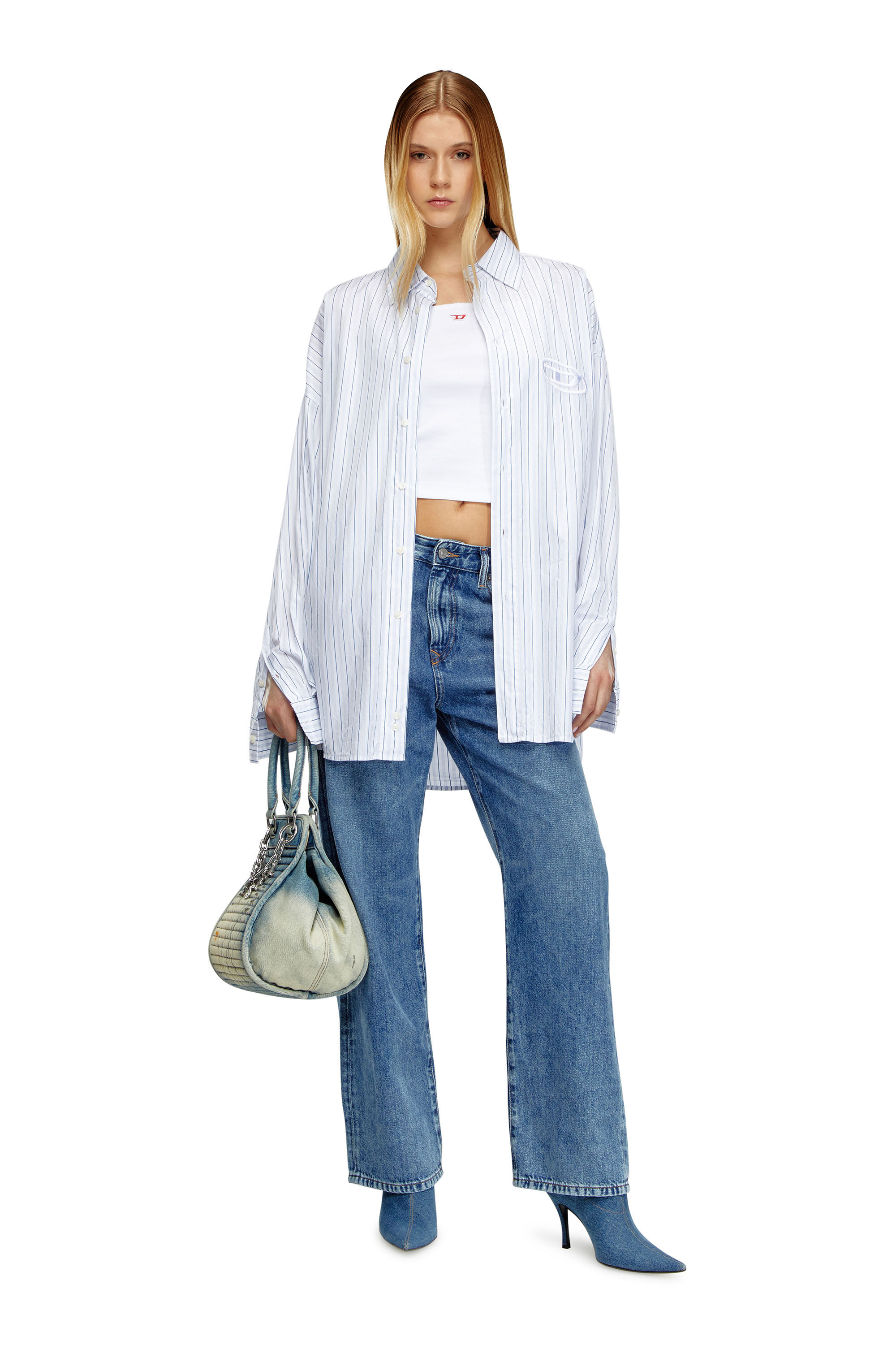 Diesel - D-VINA-S, D-Vina-S - Petit sac souple en denim solarisé Femme in Bleu - 6