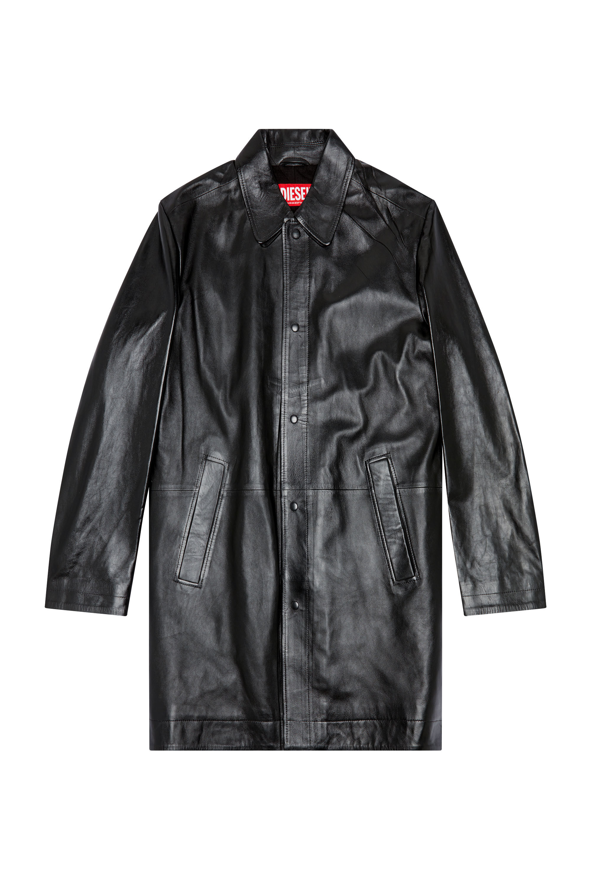 Diesel - L-CORDIER, Manteau en cuir enduit Homme in Noir - 2
