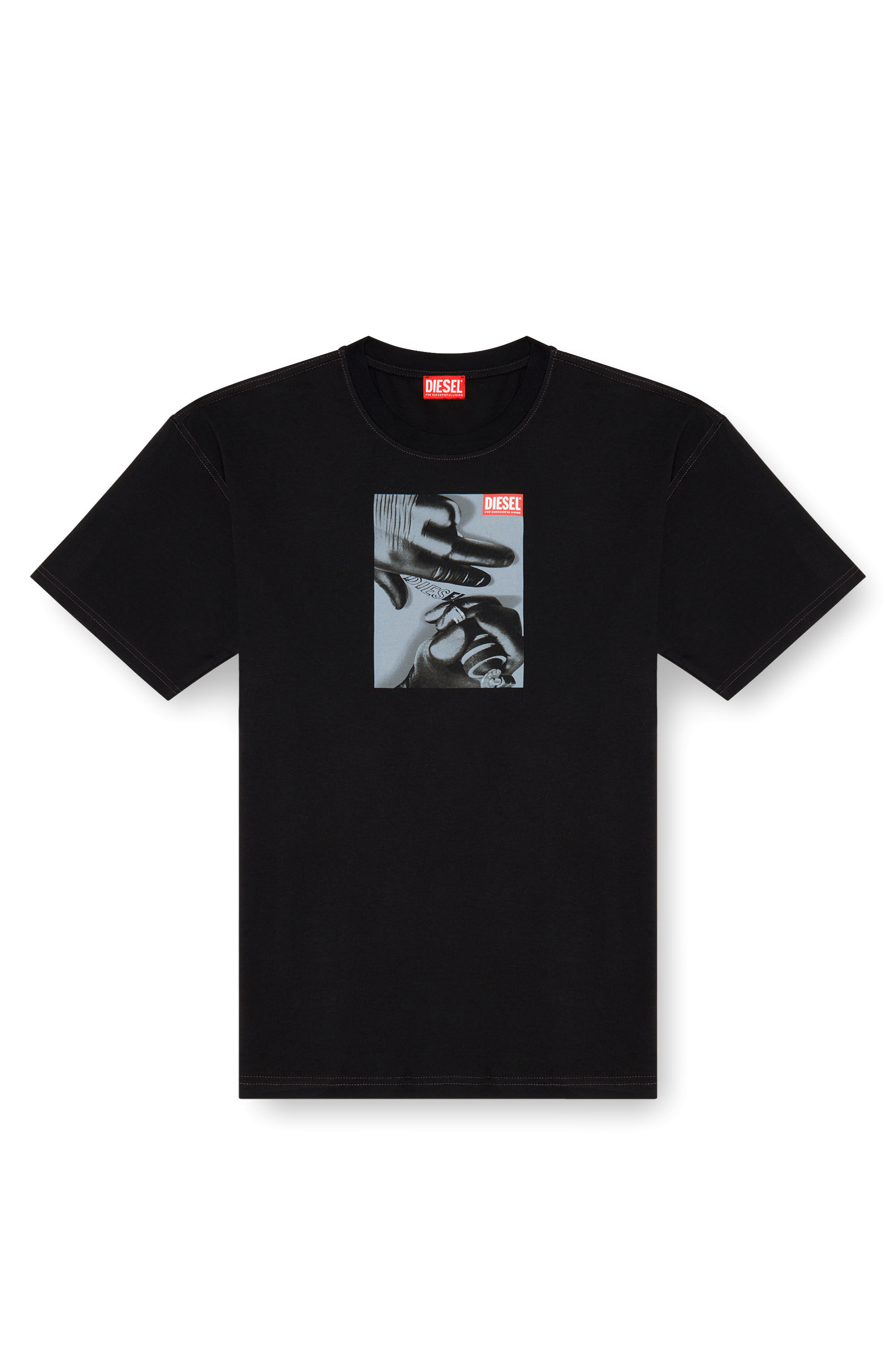 Diesel - T-BOXT-K4, Male's T-shirt with tattoo glove print in Black - 2