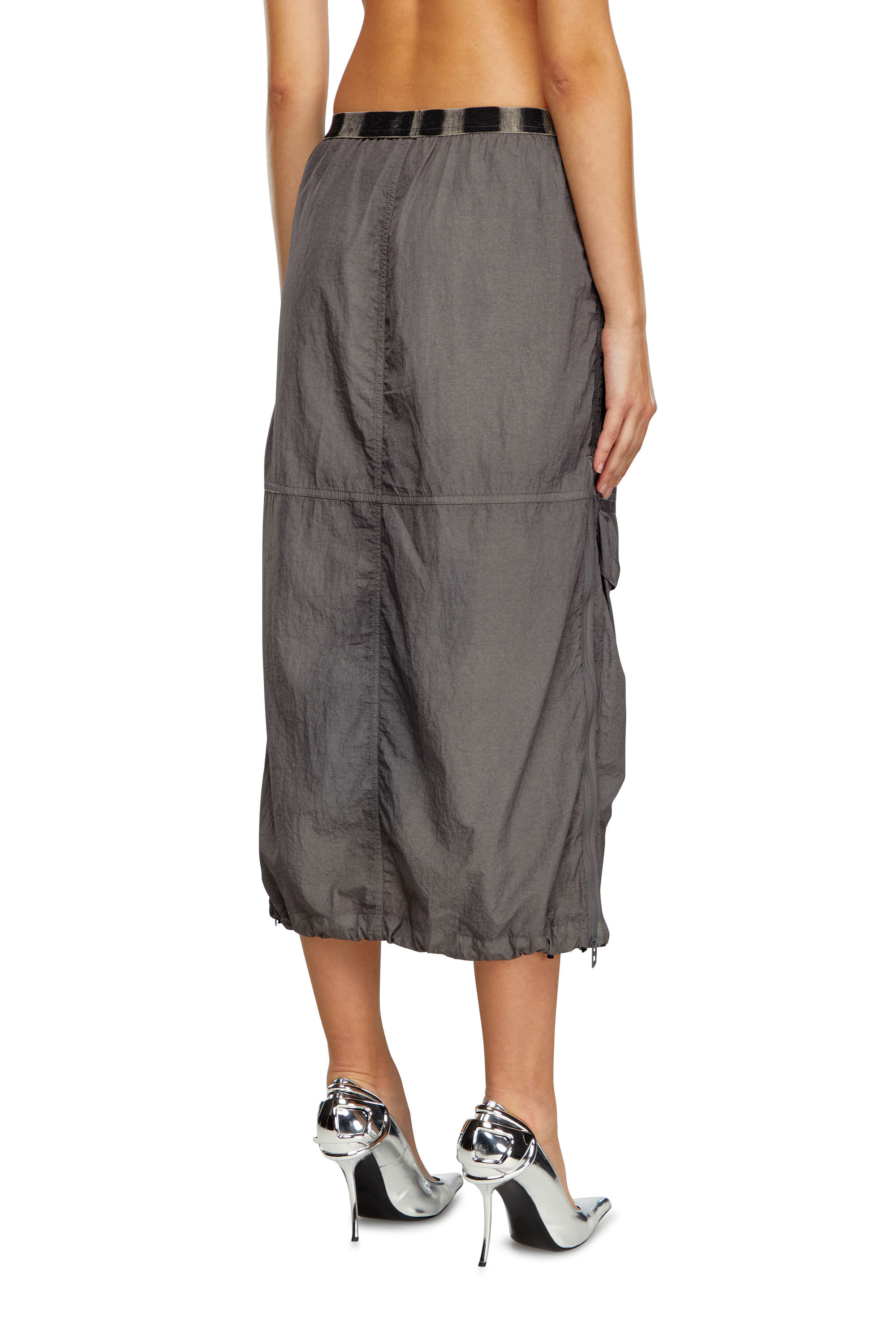 Diesel - O-ASIS, Female's Cargo midi skirt in recycled nylon in Grey - 4