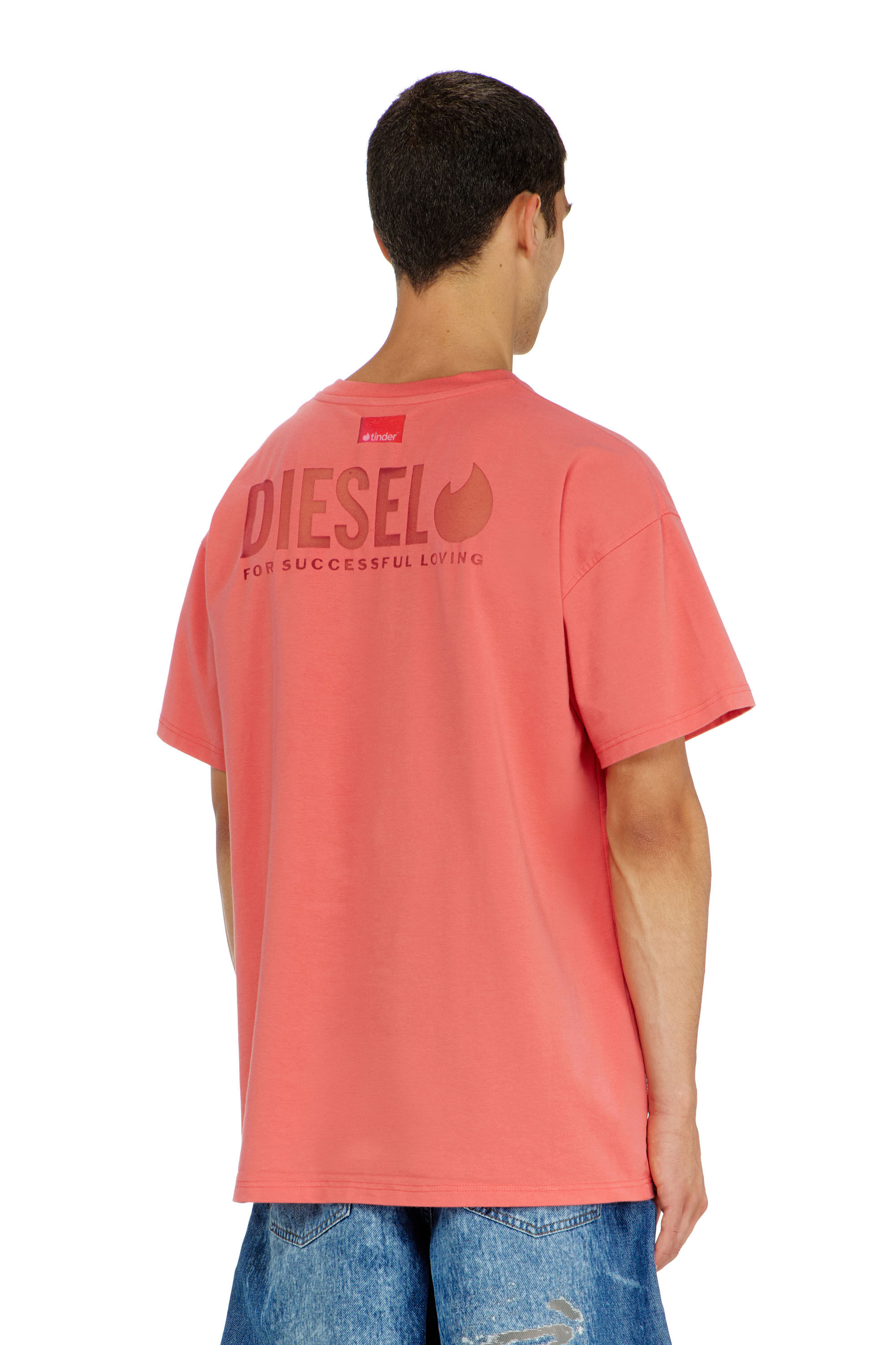 Women's T-shirt with transparent back logo | Red | Diesel
