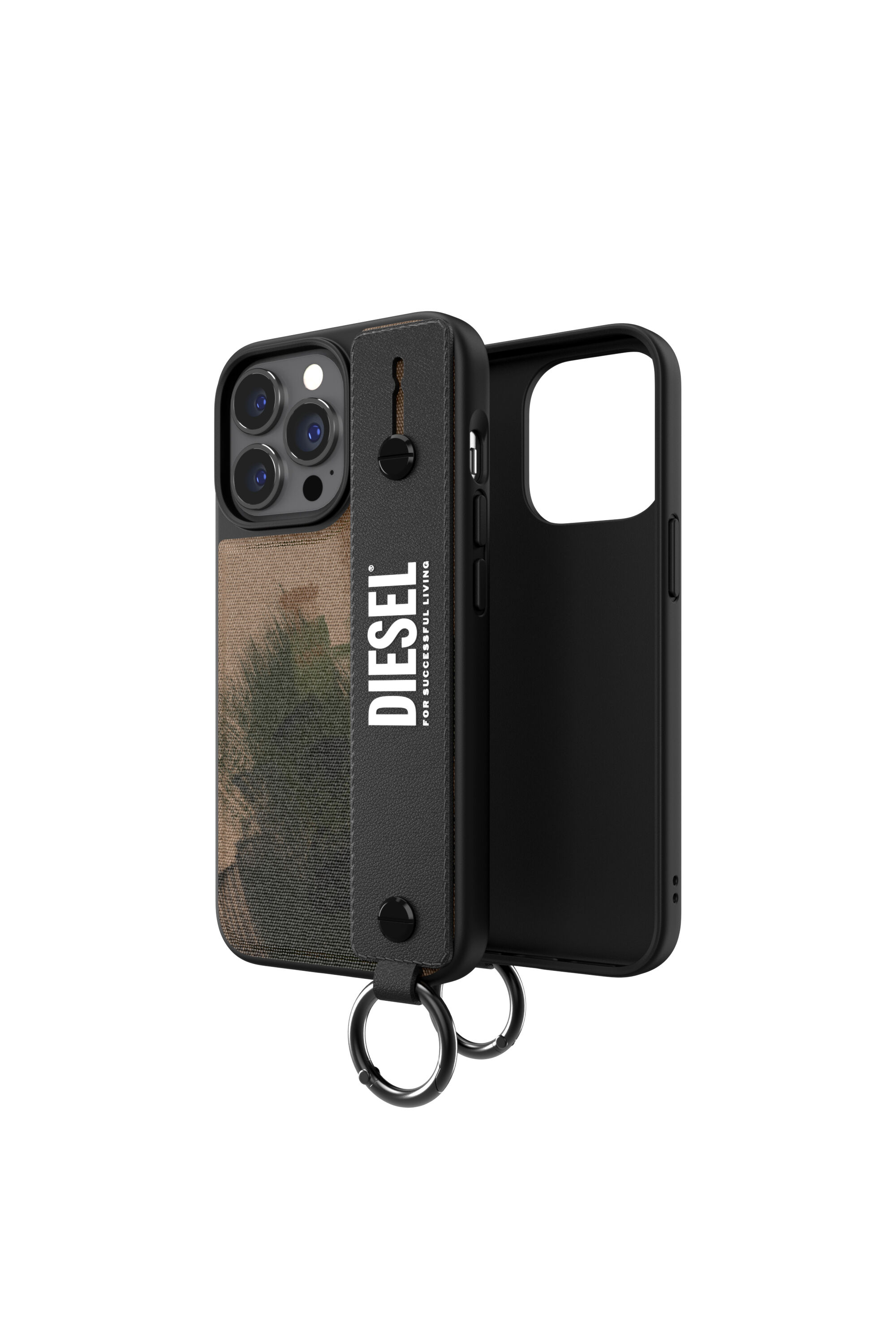 Diesel - 47180 HANDSTRAP CASE, Coque avec bande rétractable pur iPhone 13/13 Pro Mixte in Vert - 1