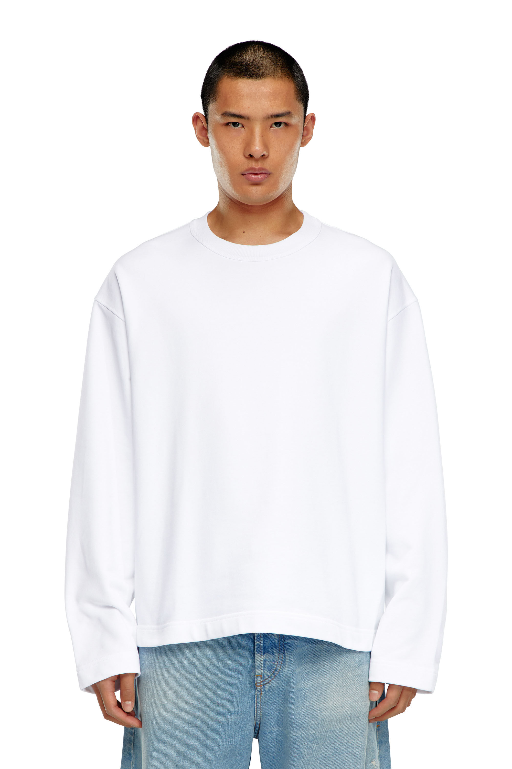 Diesel - S-MACSIS-OD, Sweat-shirt oversize avec logo métallisé Homme in Blanc - 3