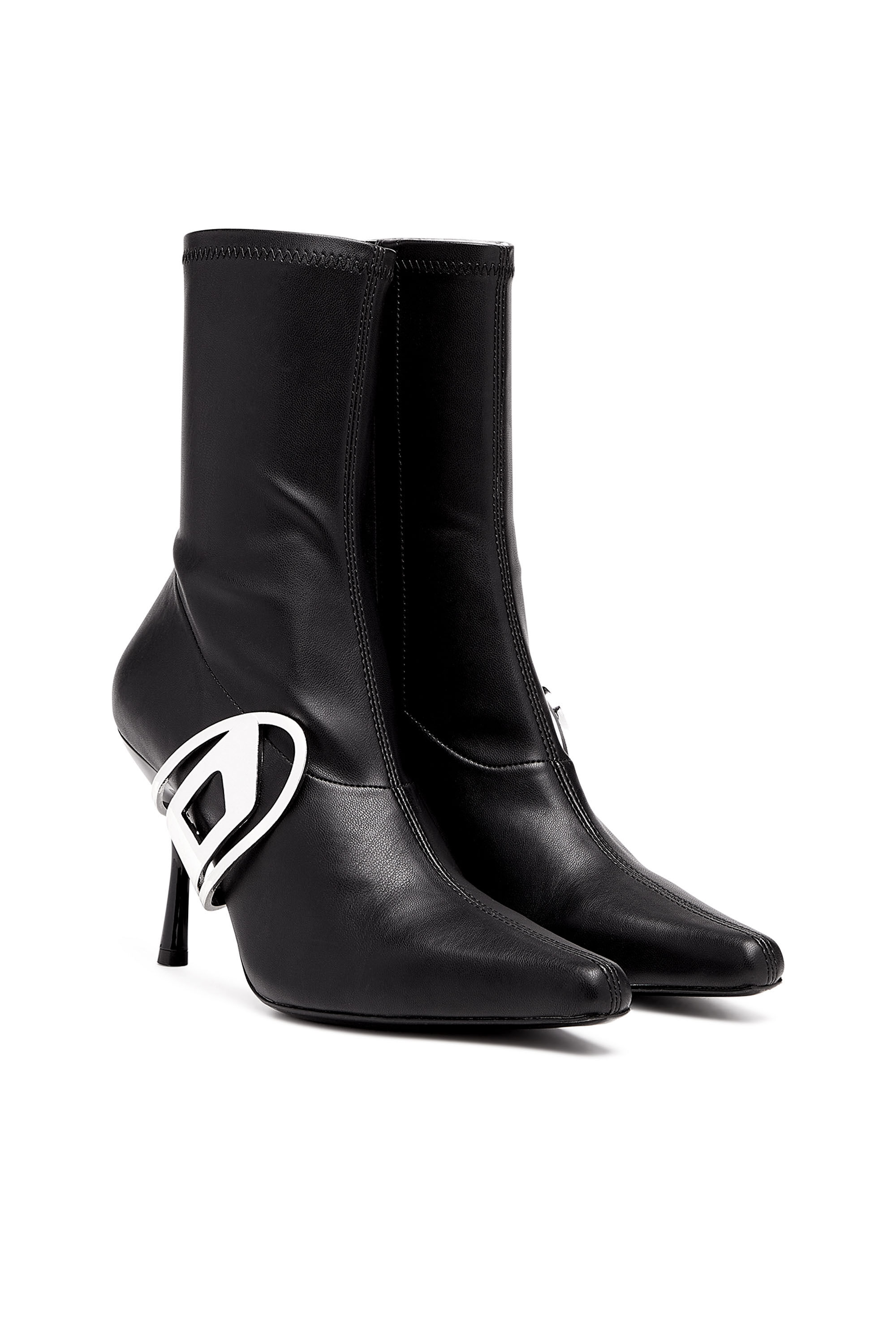 Diesel - D-ECLIPSE BT, D-Eclipse BT - Bottes à talon aiguille avec plaque Oval D Femme in Noir - 2