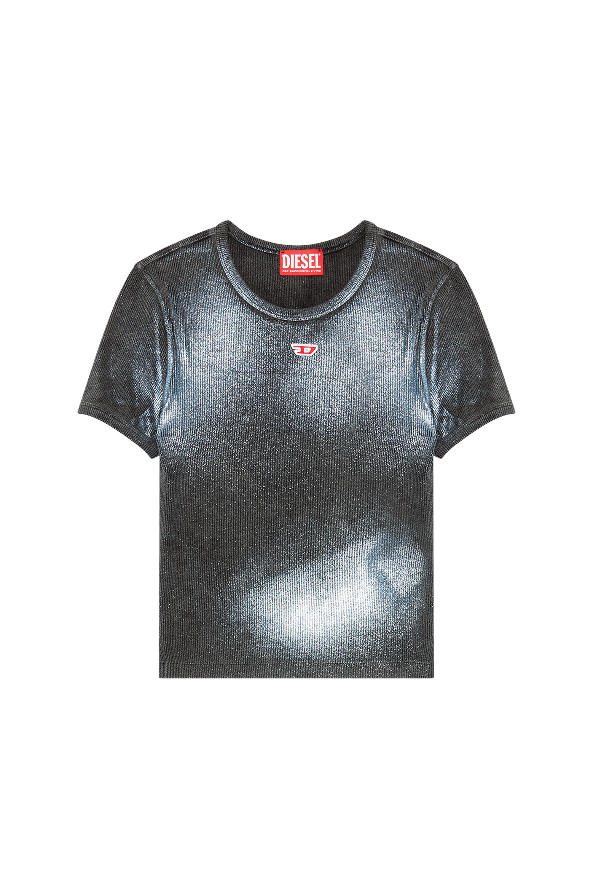 Diesel - T-ELE-N1, Female's Faded metallic T-shirt in Black/Blue - 2