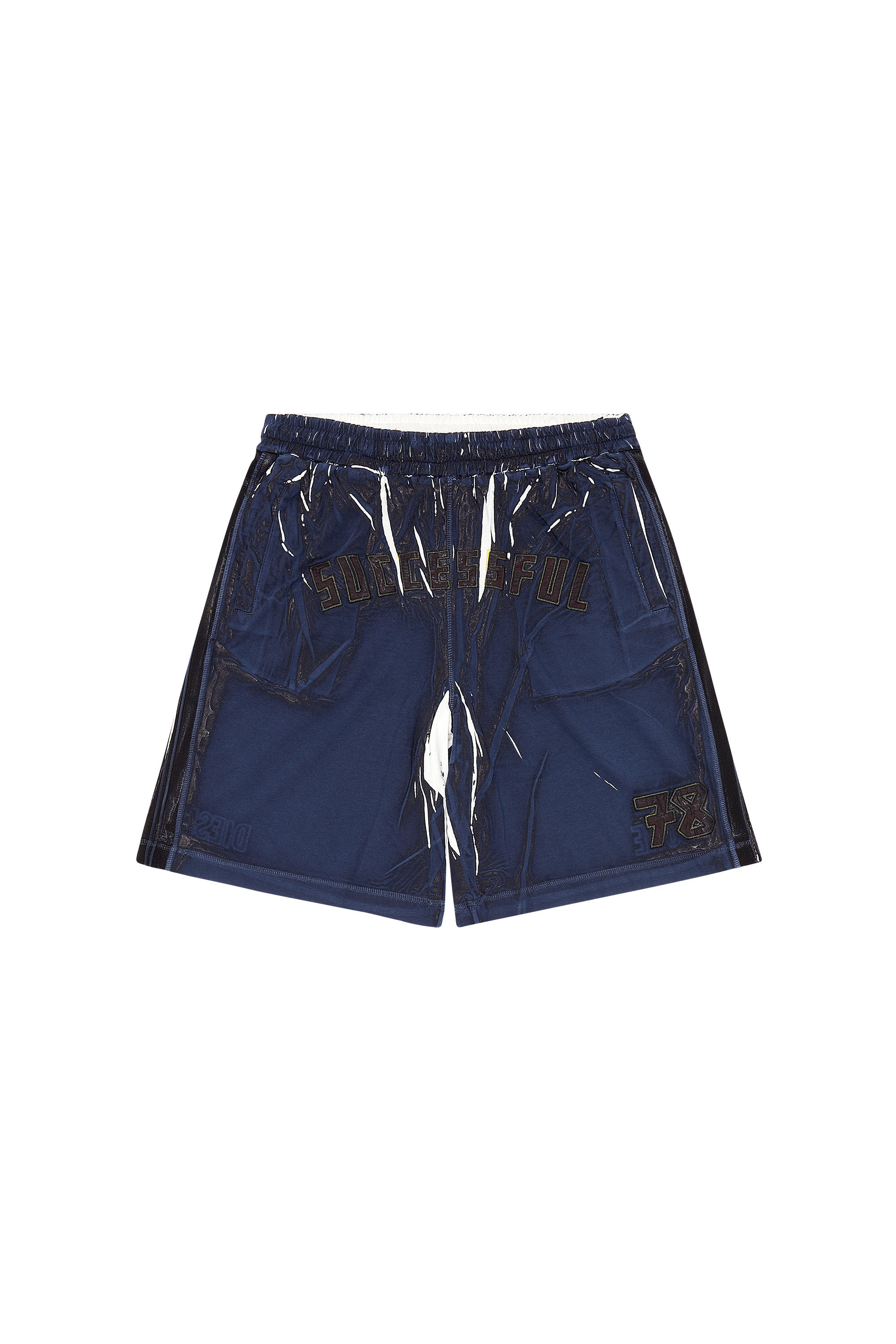 Diesel - P-ROWY, Male's Sweat shorts with shadowy overprint in Dark Blue - 2