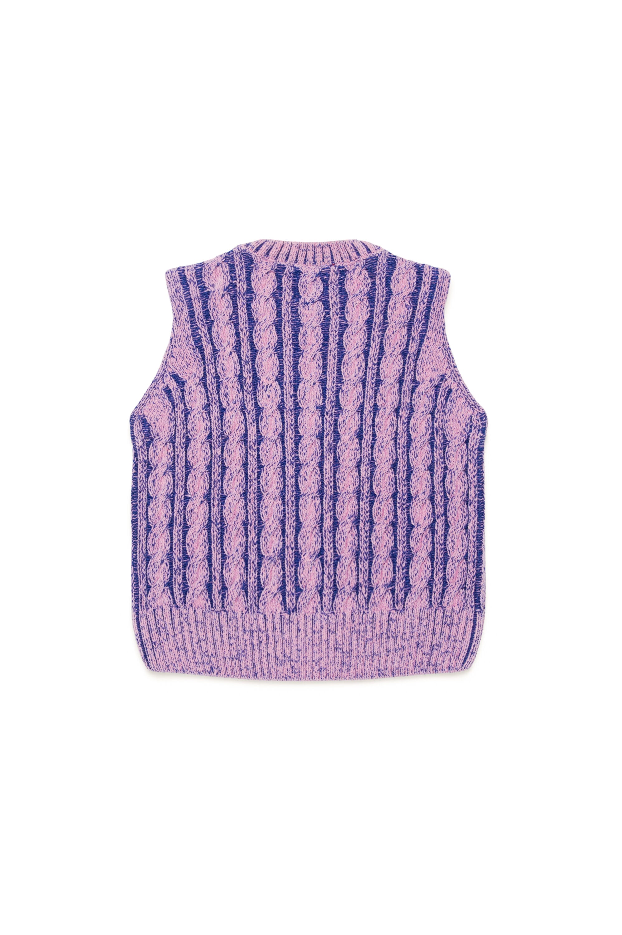 Girl's Cable-knit vest in two-tone yarn | Violet | Diesel CA