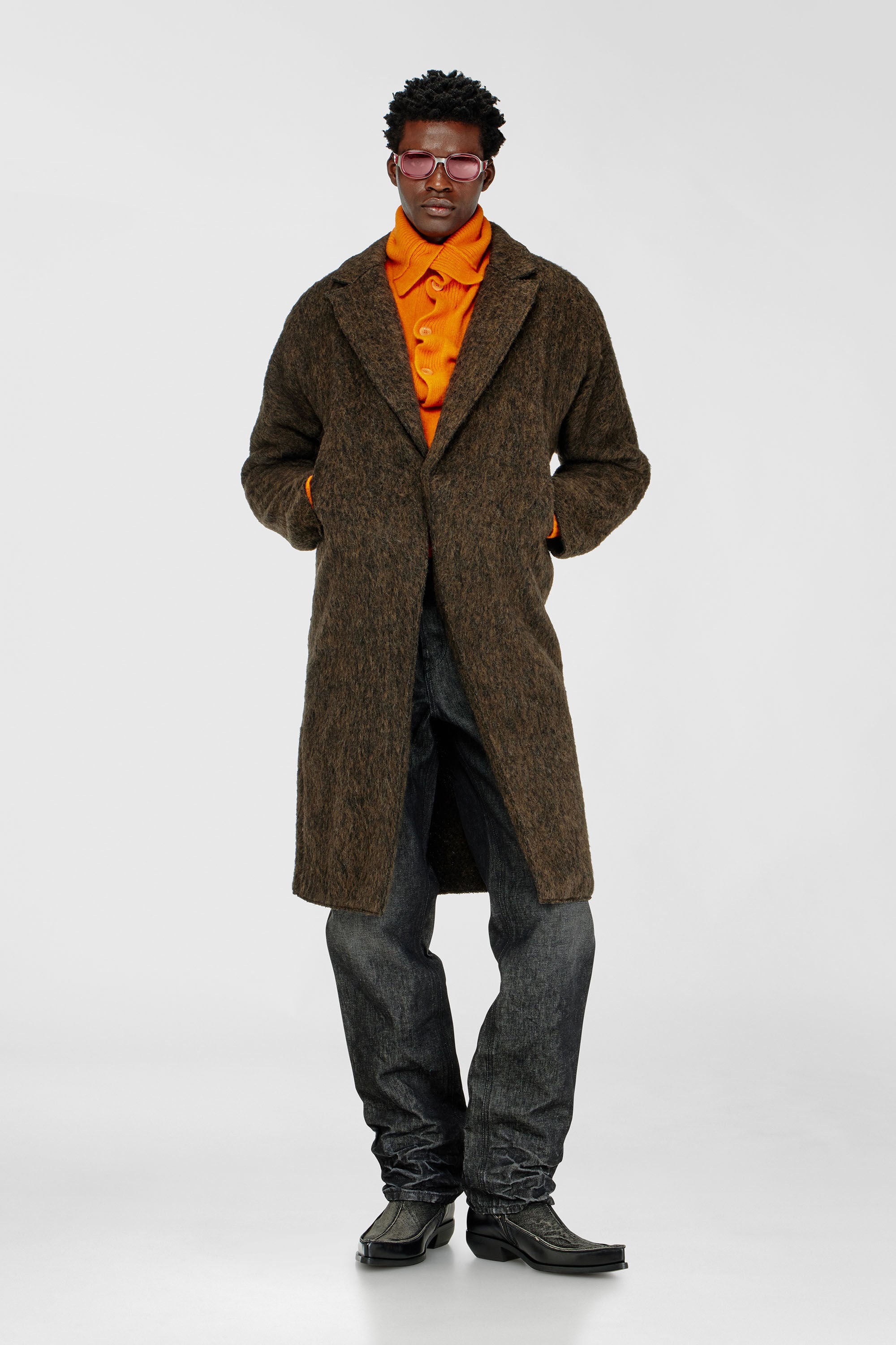 Men's Coat in wool and alpaca blend | Brown | Diesel HK