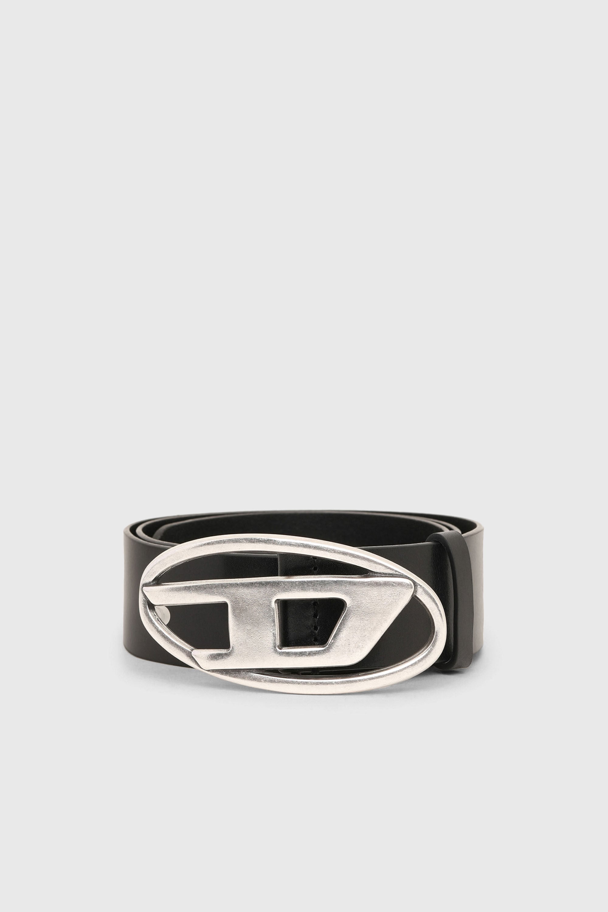 DIESEL B-1DR Dロゴ　ベルト シルバー 75/30 ブラック Men's Designer Leather Belt with D Logo | Diesel® US