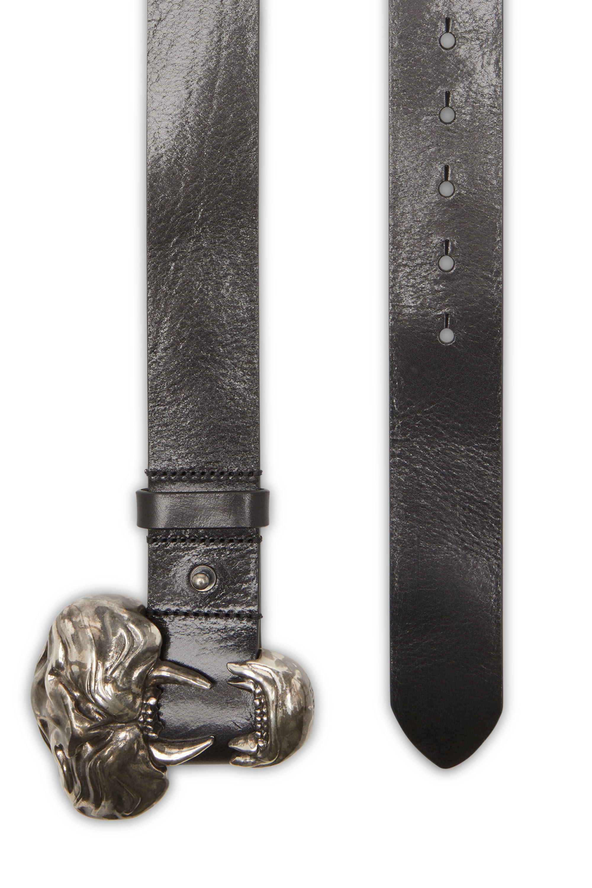 Women's Leather belt with bite buckle | Black | Diesel Women's Leather belt with bite buckle | Black | Diesel