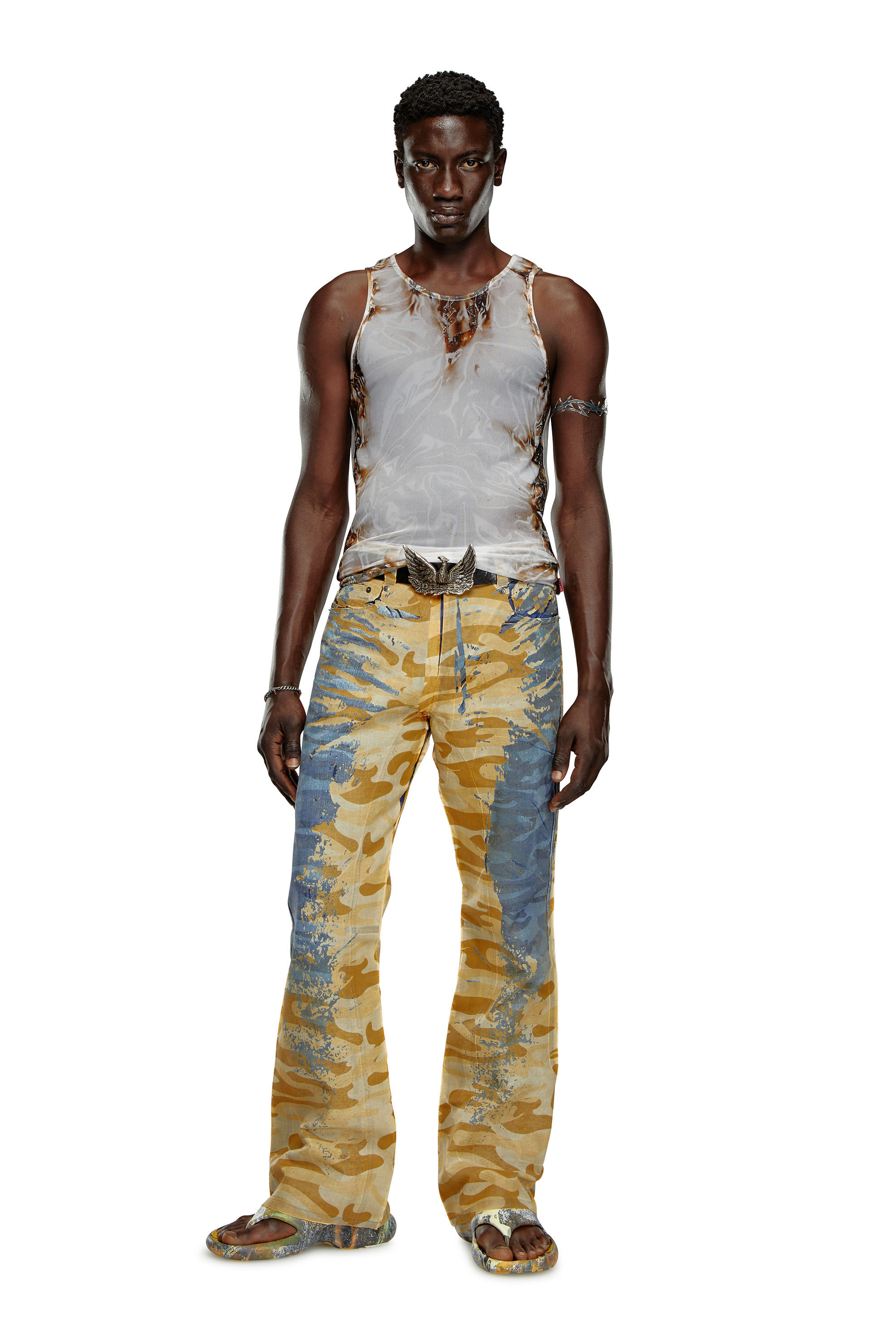 Diesel - P-FRO-DEV, Male's Camo pants with peel-off muslin in Blue/Brown - 1