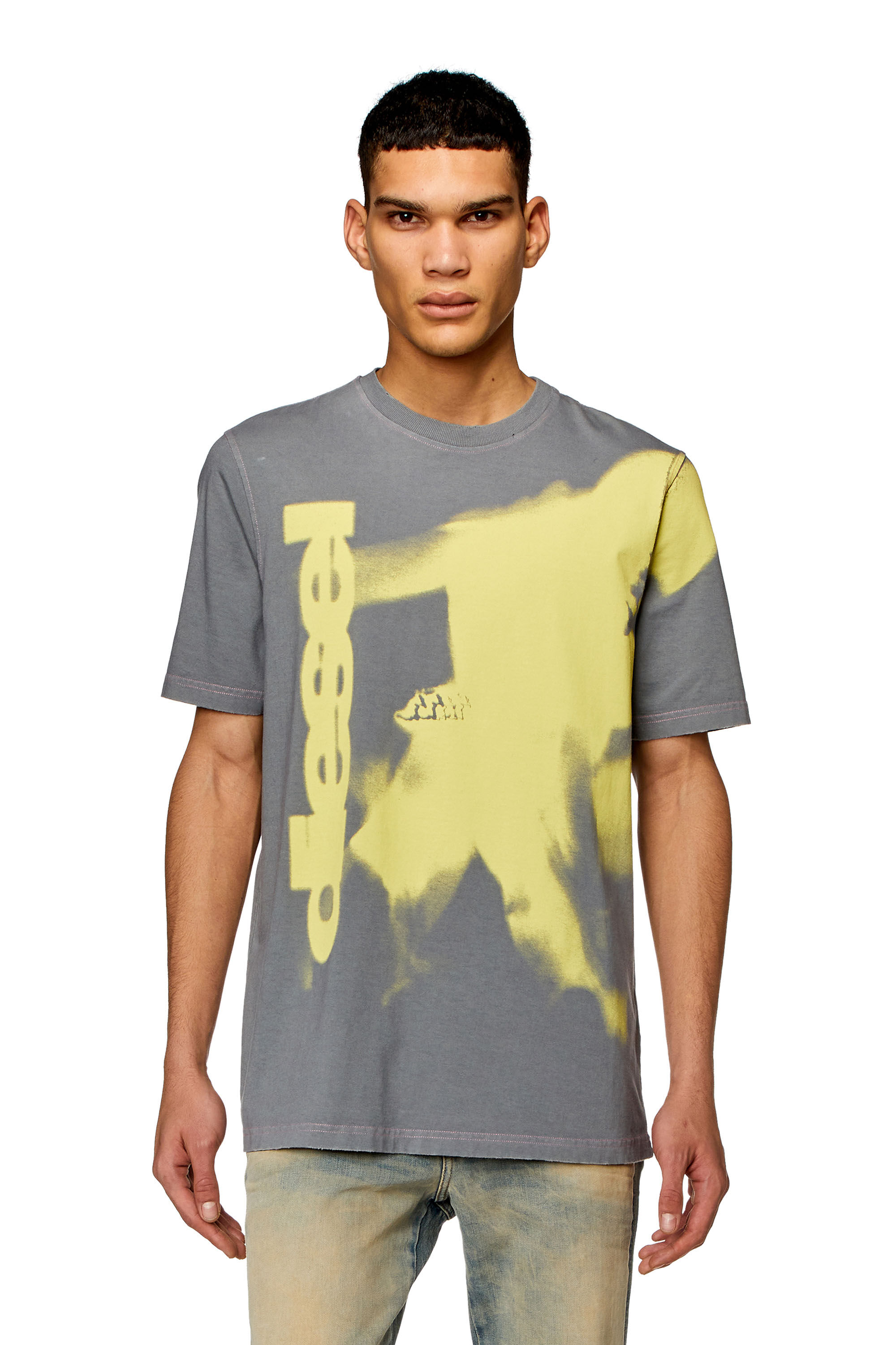 Diesel - T-JUST-N13, T-shirt avec imprimé taché Homme in Gris - 3