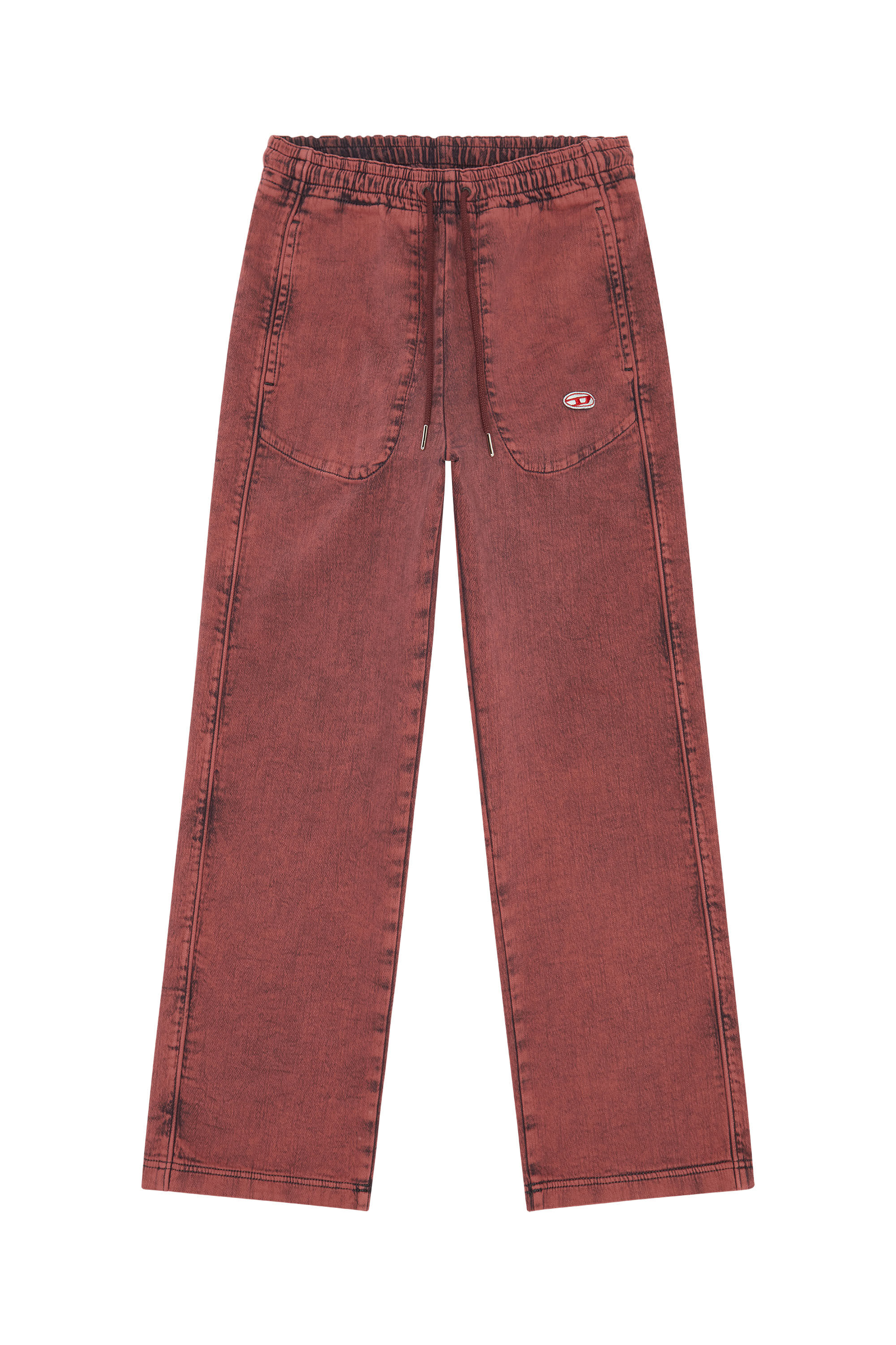 Diesel - D-ANGY TRACK DENIM HOODIE, Sweat-shirt à capuche cropped surteint en Track Denim Femme in Rouge - 2