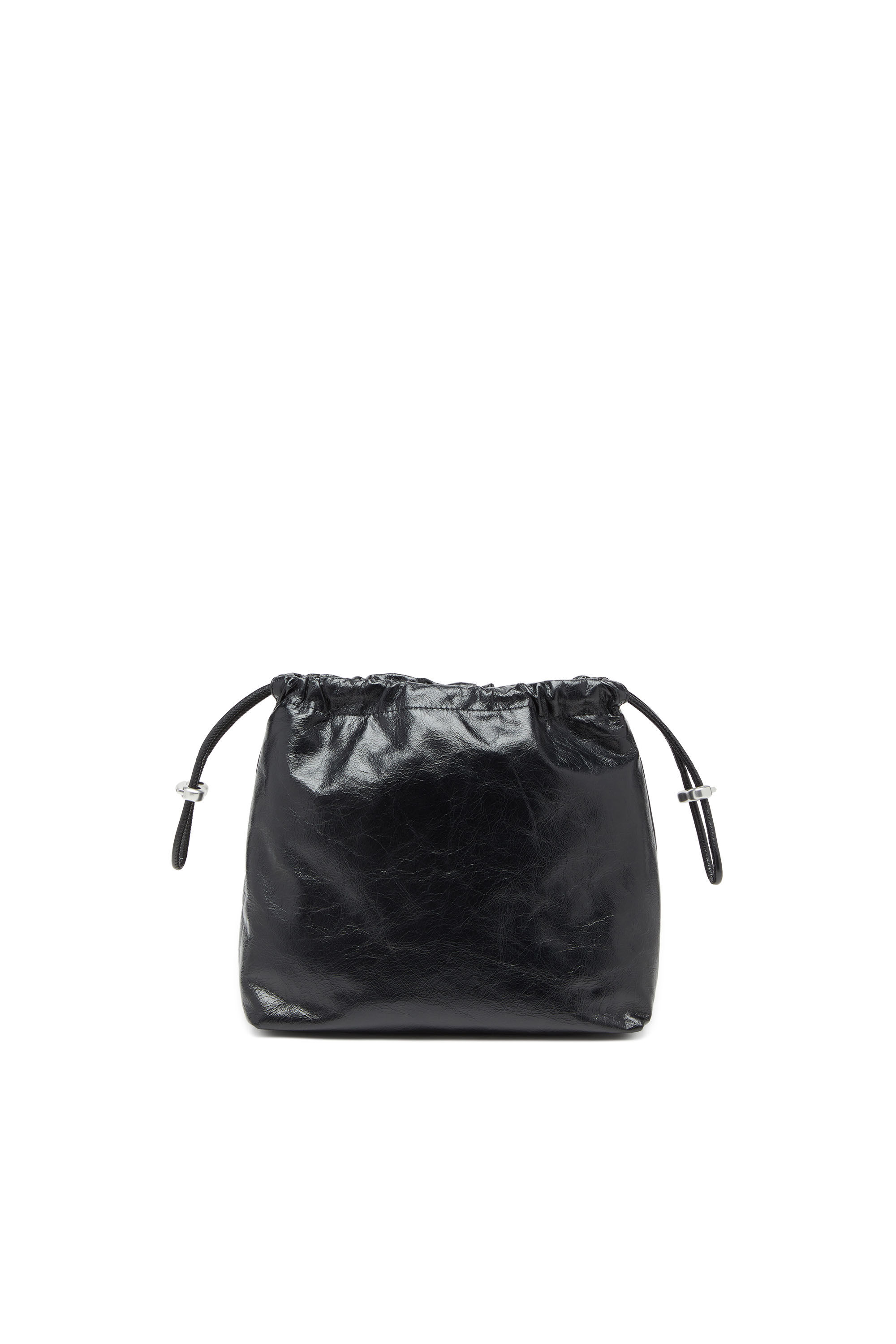 DIESEL / SCRUNCH-D BUCKET/ショルダーバッグ/レザー/BLK/X10325P1003 Women's Scrunch-D-Bucket bag in shiny wrinkled leather | Black