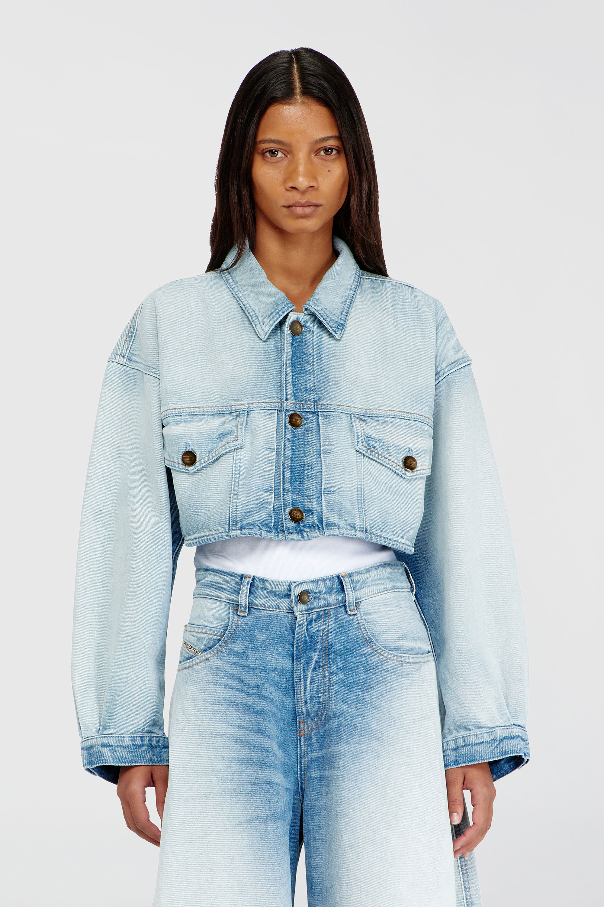 Diesel - DE-MALLEY-S, Chaqueta camionera corta y oversize Mujer in Azul marino - 3