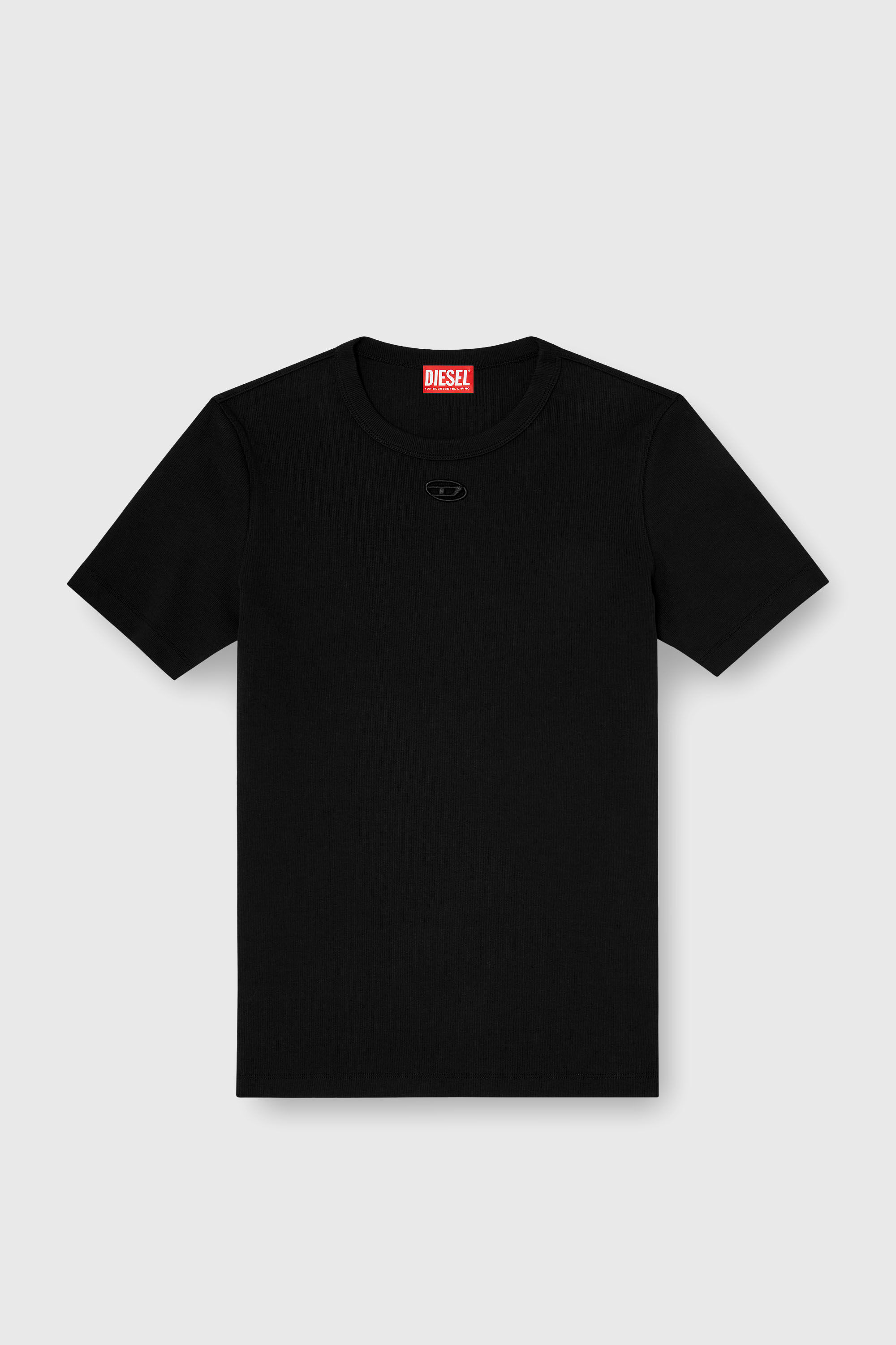 Diesel - T-RIBBER-DCO, Man's Slim short-sleeve top with laser cut Oval D in Black - 2