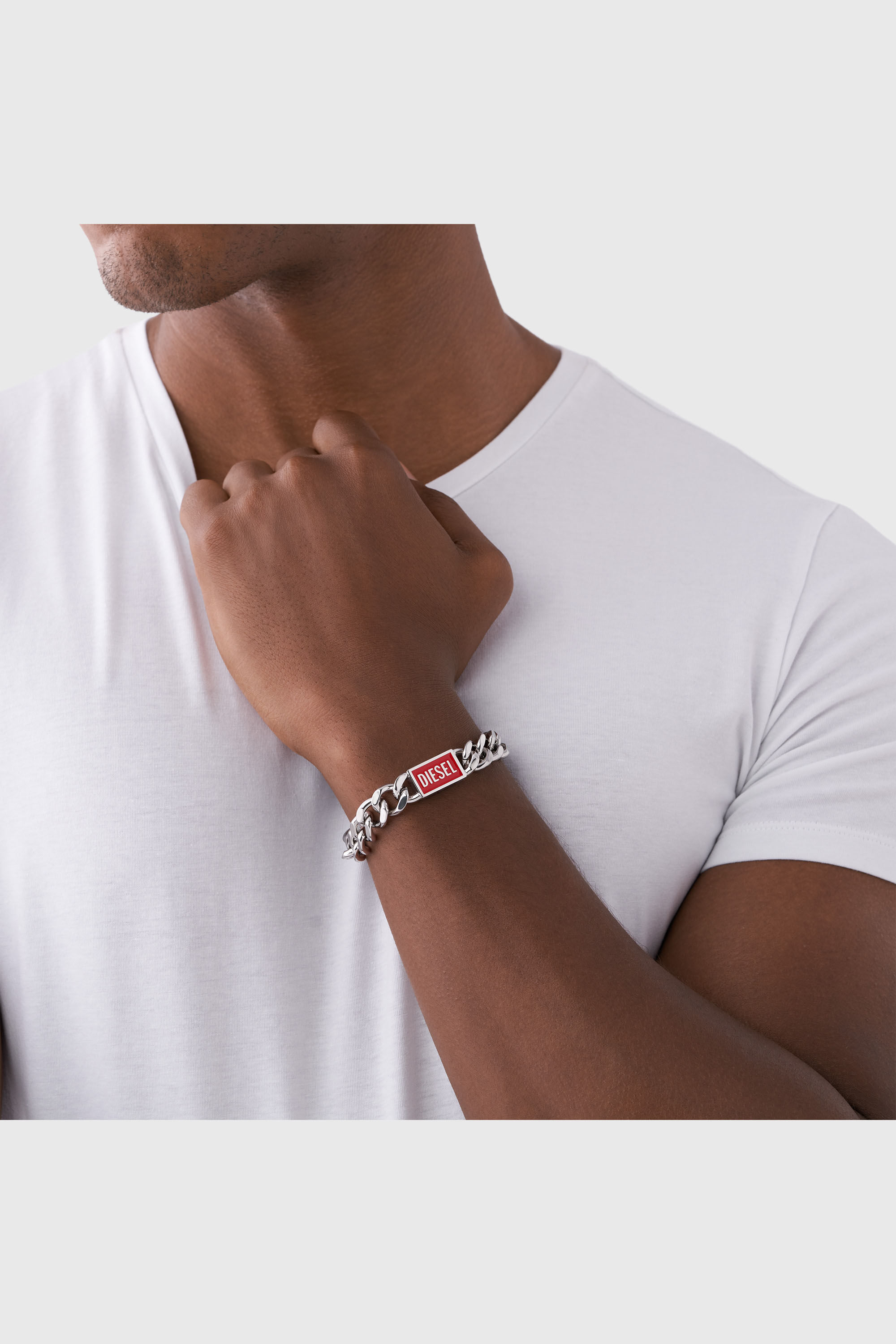 Diesel - DX1371, Pulsera de cadena de acero inoxidable con logotipo Hombre in Plateado - 3