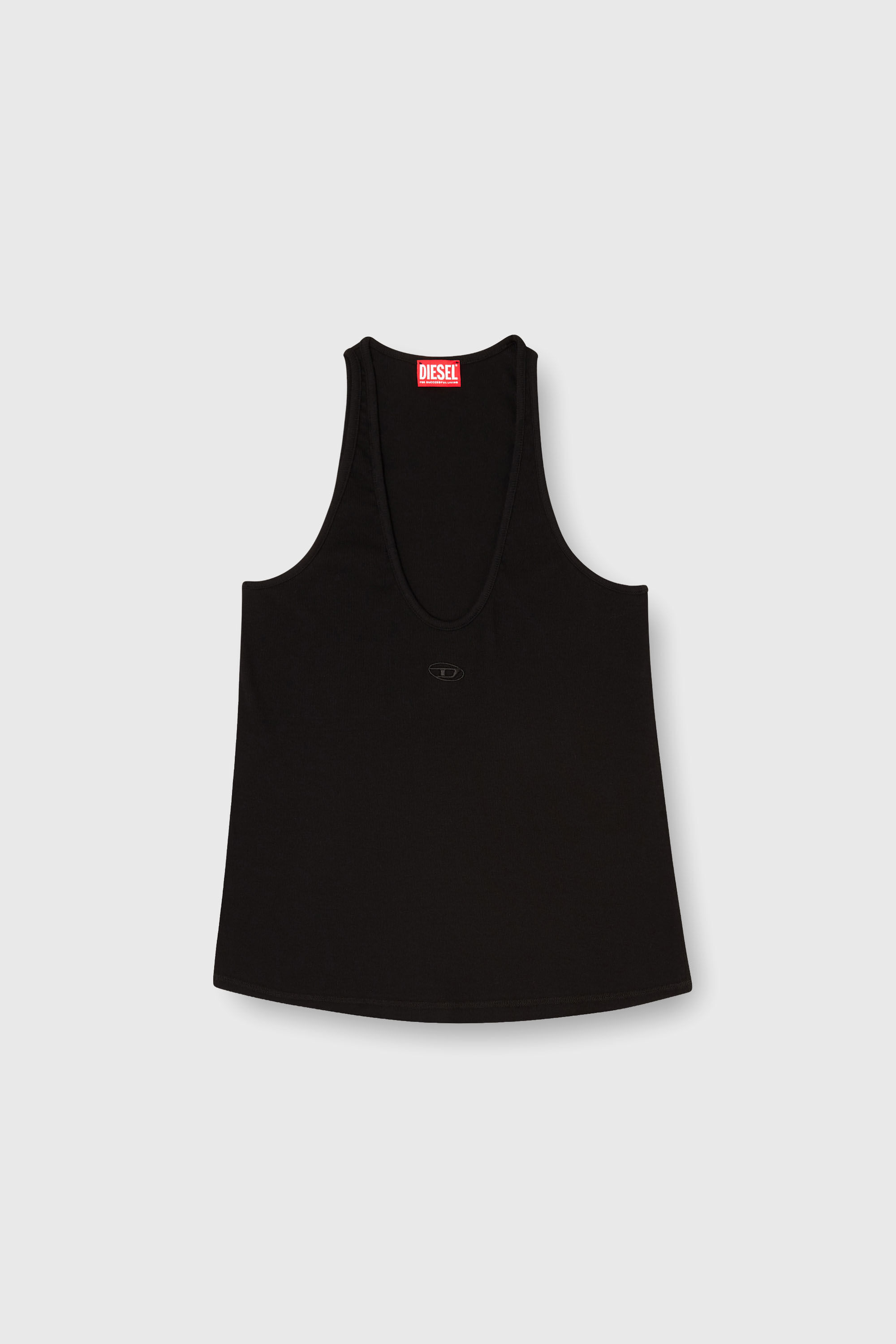 Women's Ribbed tank top with Oval D | Black | Diesel {{Country}}