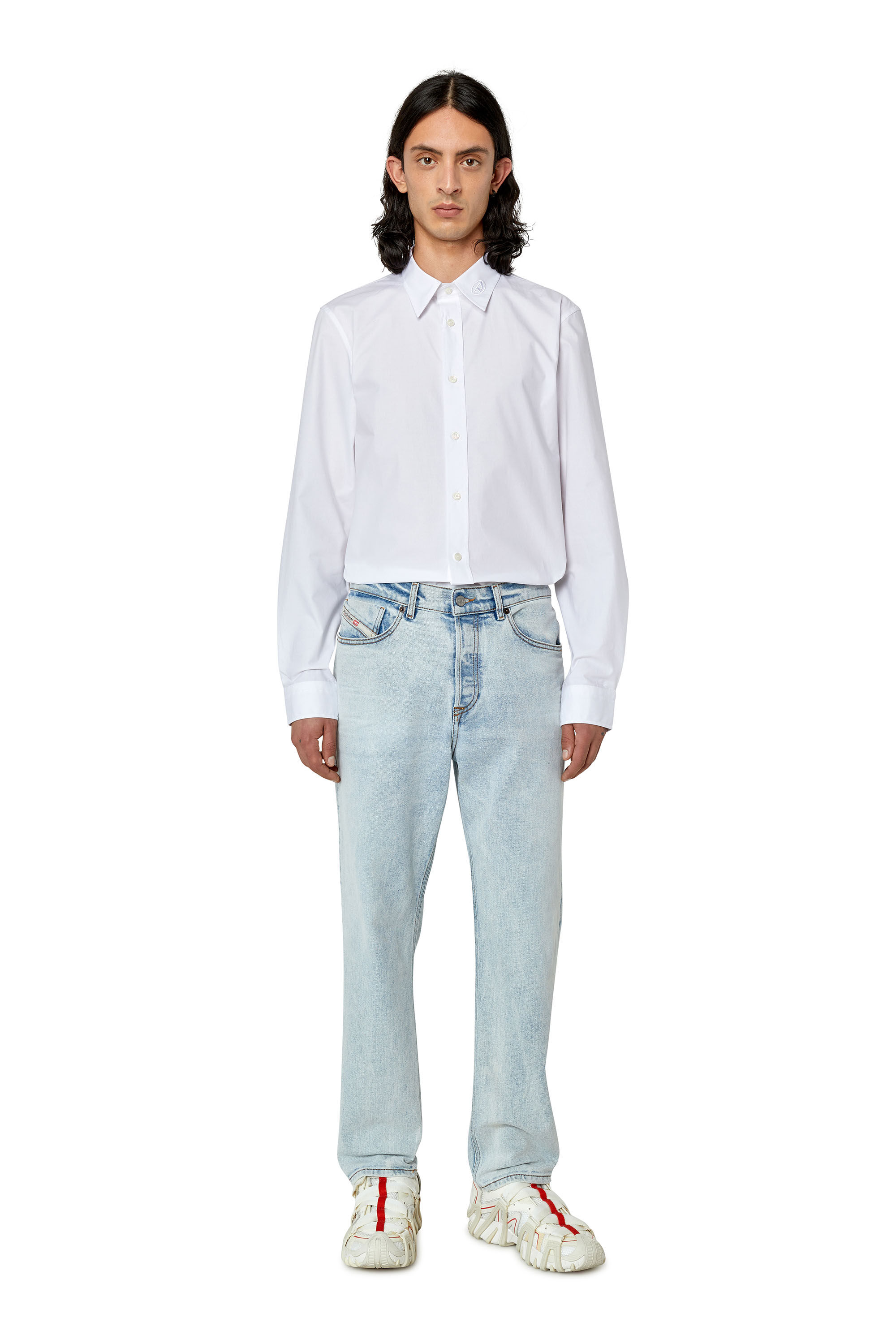 Diesel - S-BEN-CL-A, Male's Cotton shirt with tonal logo embroidery in White - 1