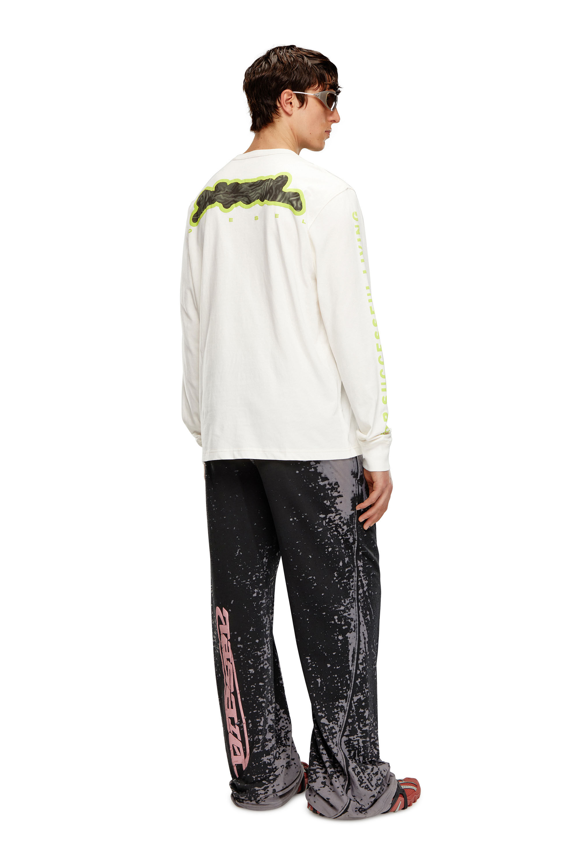 Men's Long-sleeve T-shirt with zebra-camo motif | White | Diesel