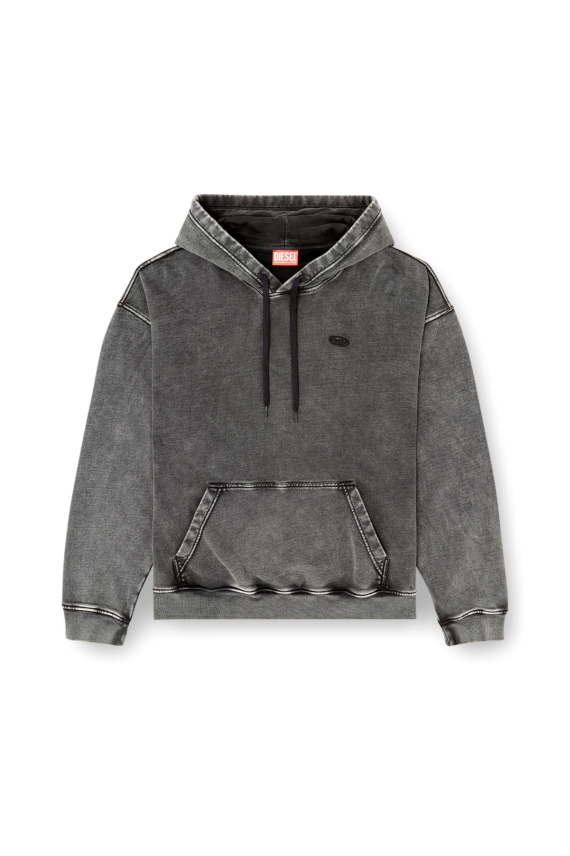 Men's Hoodie with raw-cut back patch | Grey | Diesel US
