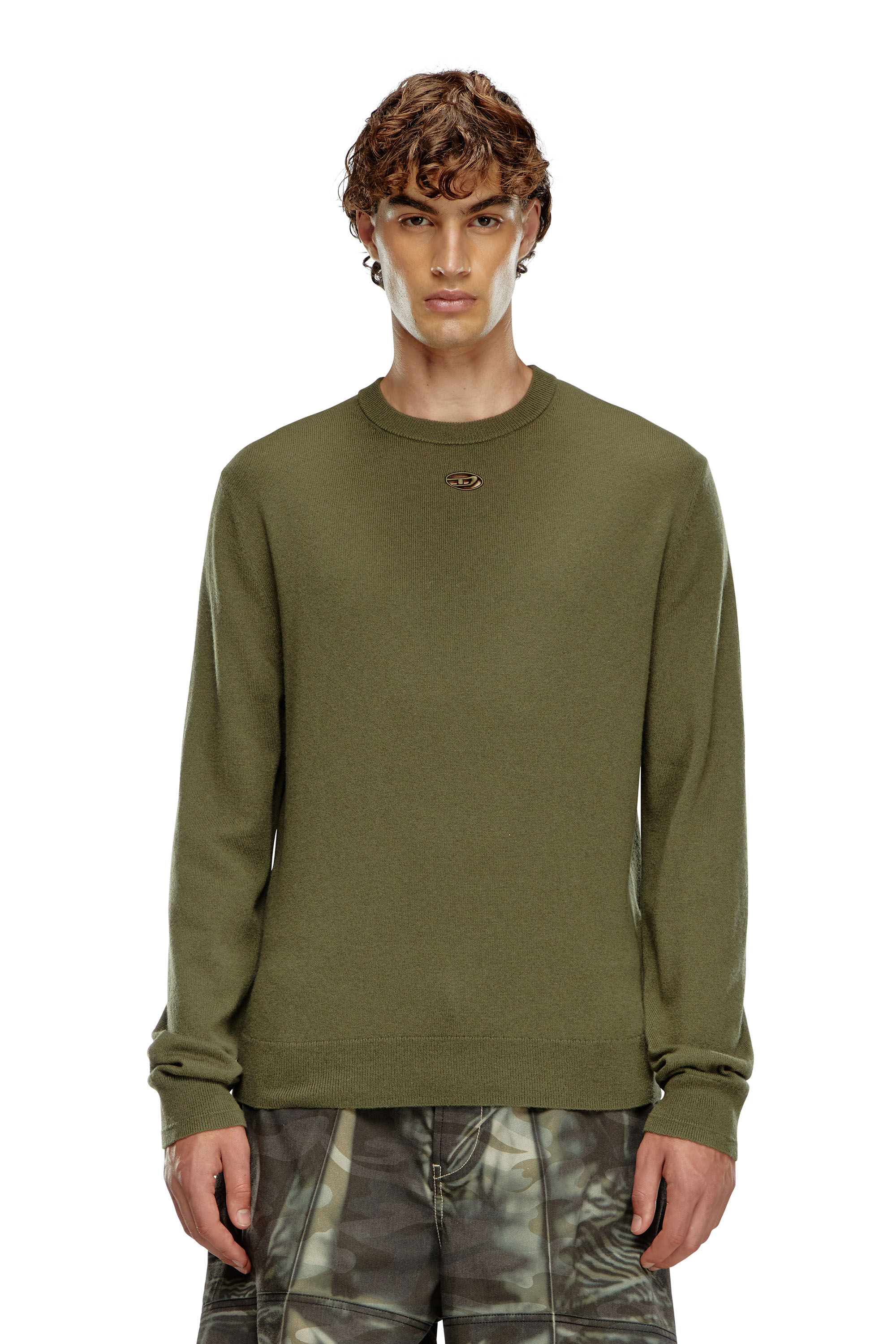 Diesel - K-VIERI, Male's Wool and cashmere jumper in Dark Green - 3