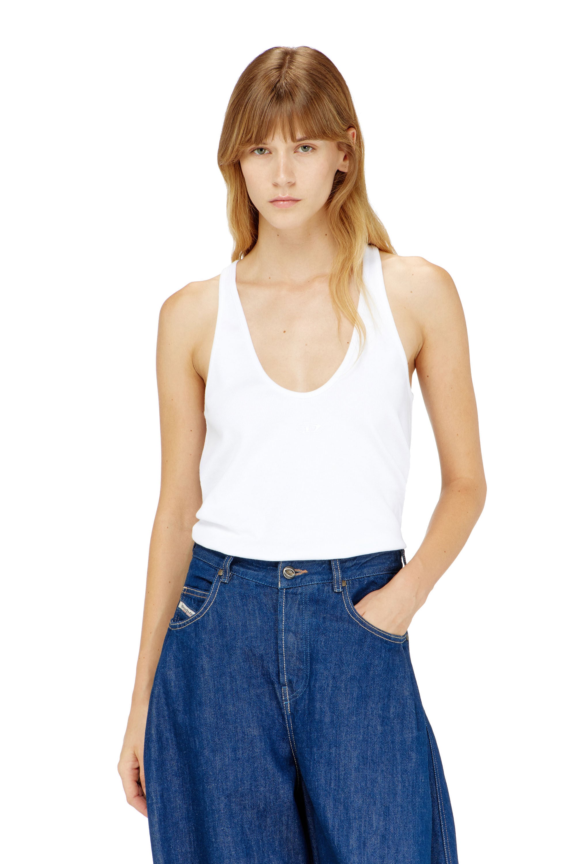 Diesel - T-IPSYA-LKDS, D&eacute;bardeur c&ocirc;tel&eacute; avec Oval D Femme in Blanc - 3