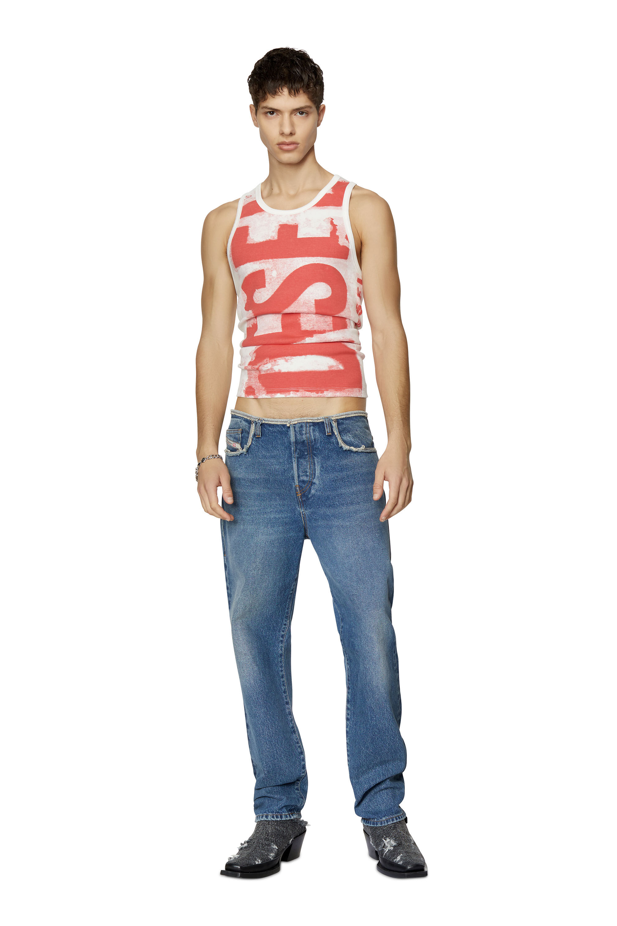 Diesel - T-LIFT-E1, Male's Tank top with smudged logo print in White - 1