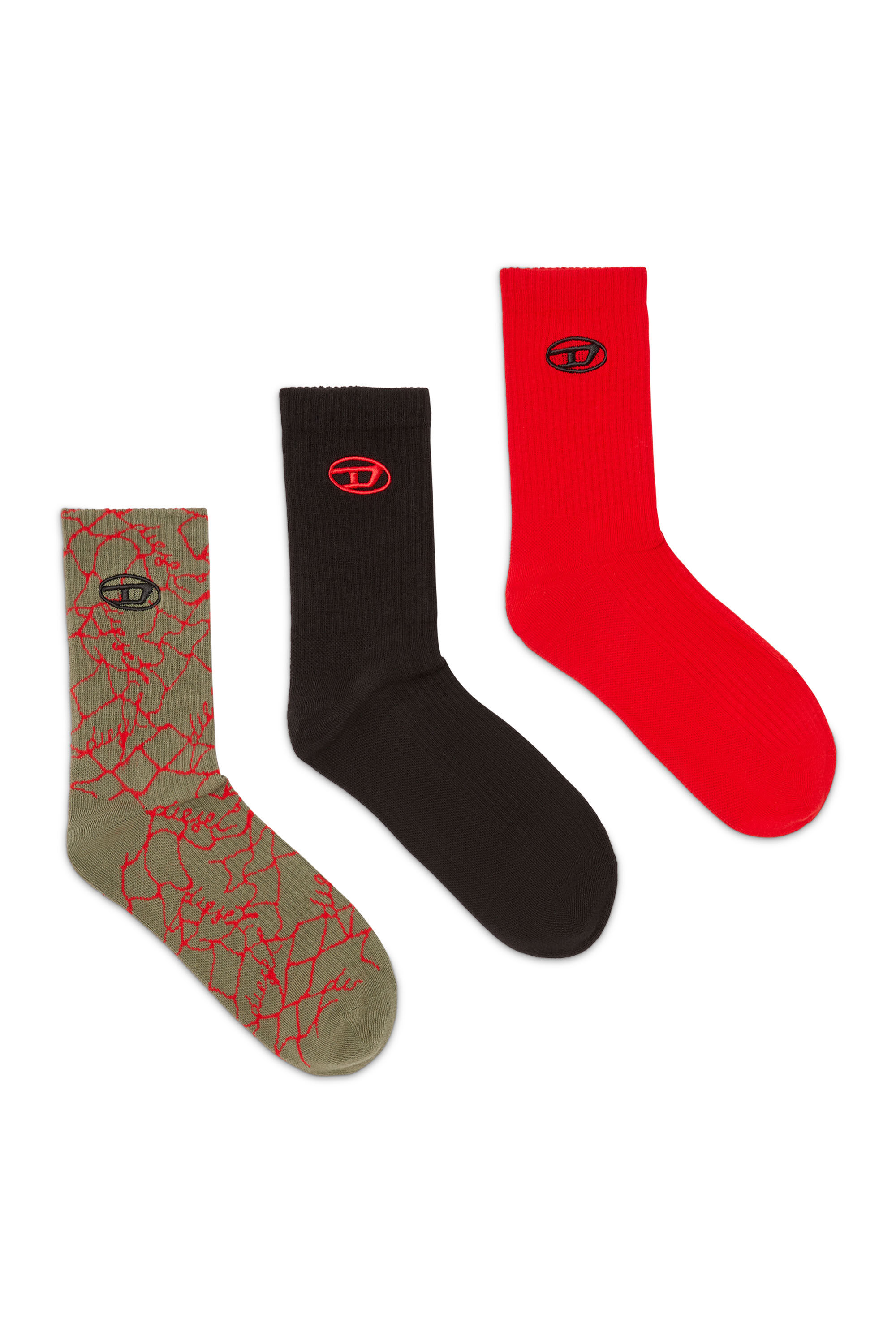 Diesel - SKM-D-TENNIS-CREW-17,5, Male's Three-pack socks with logo detail in Multicolor - 1